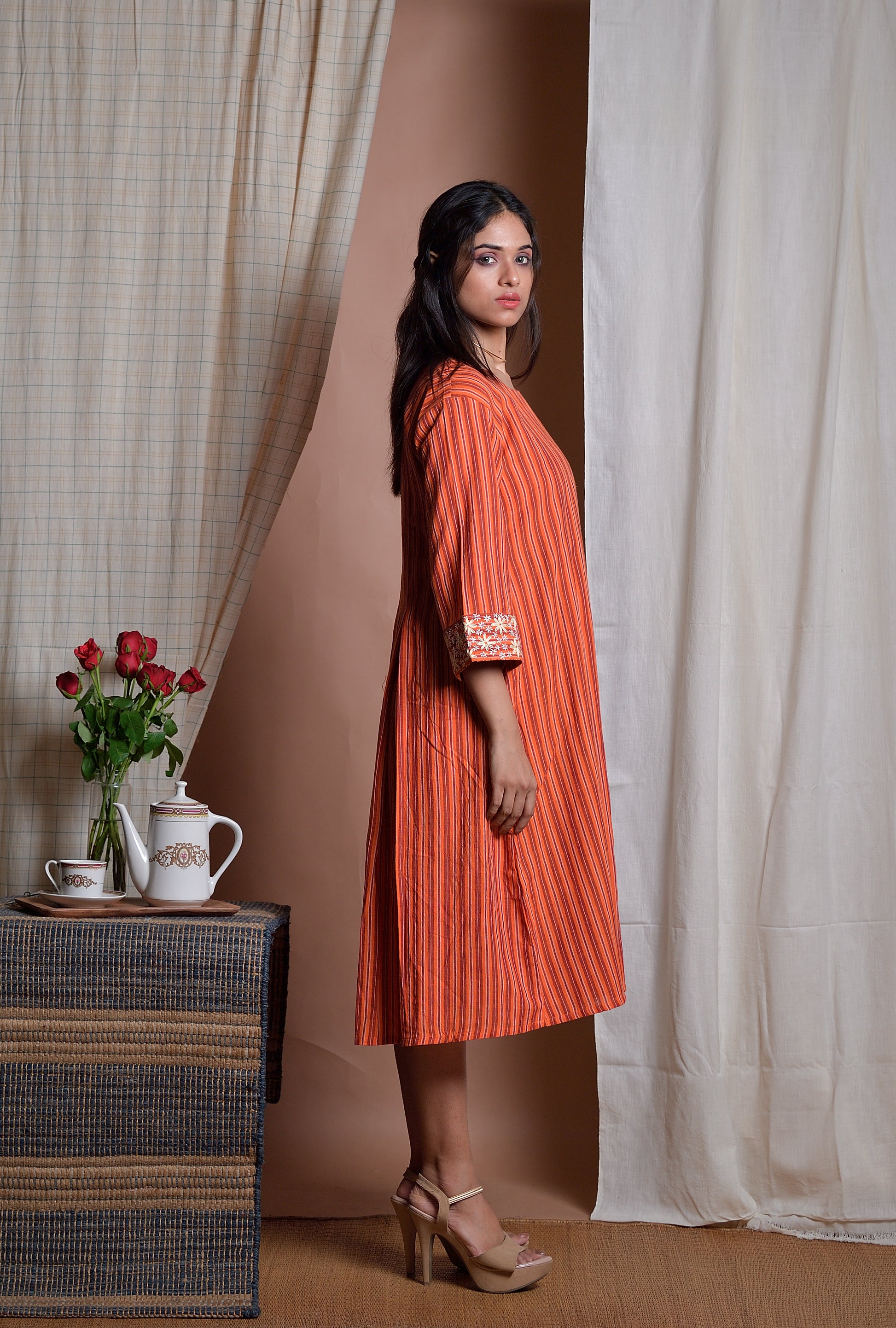 Fiery Embrace - Hand embroidered dress image 6