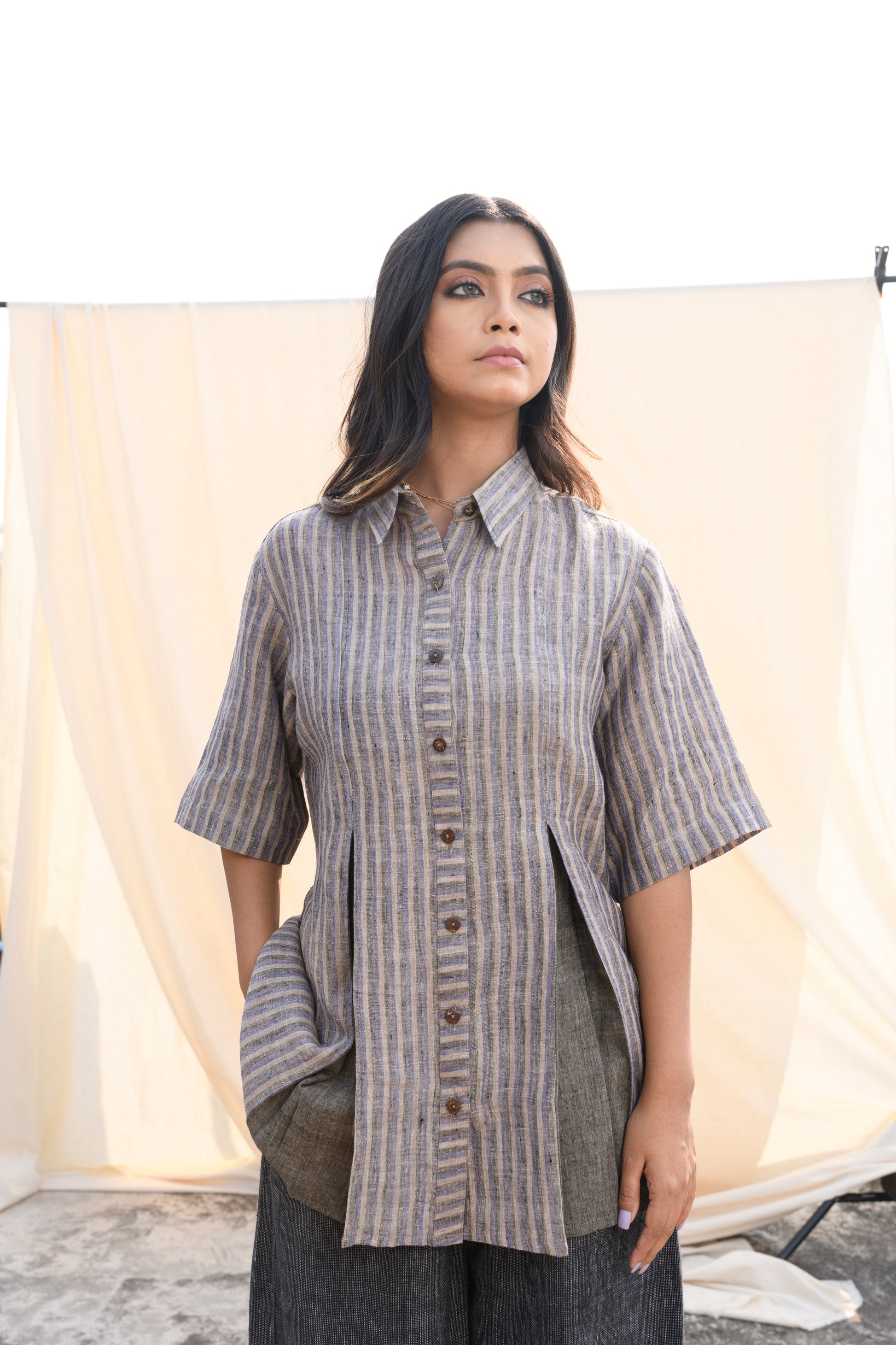 Woven Whisper - Handwoven linen shirt