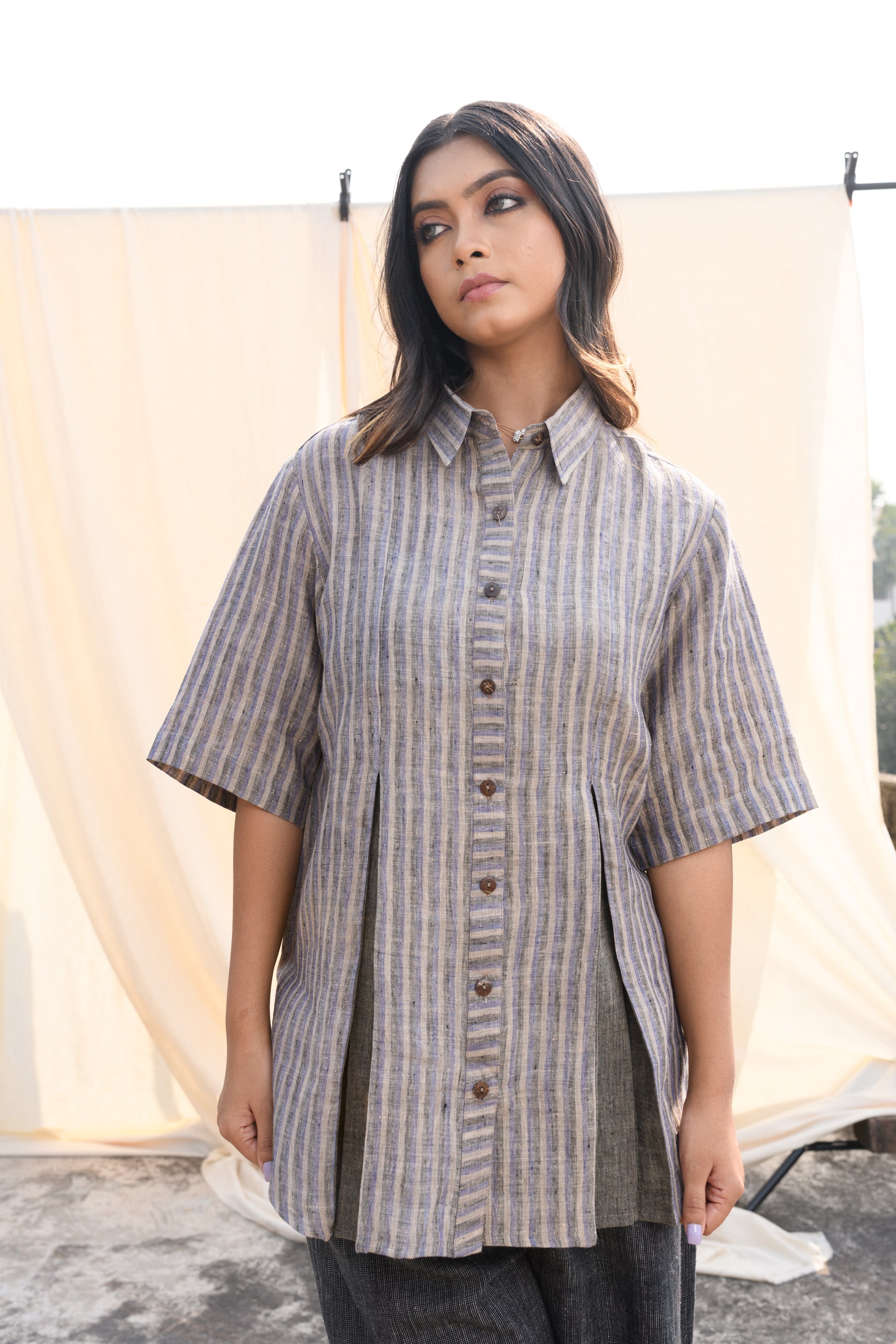 Woven Whisper - Handwoven linen shirt