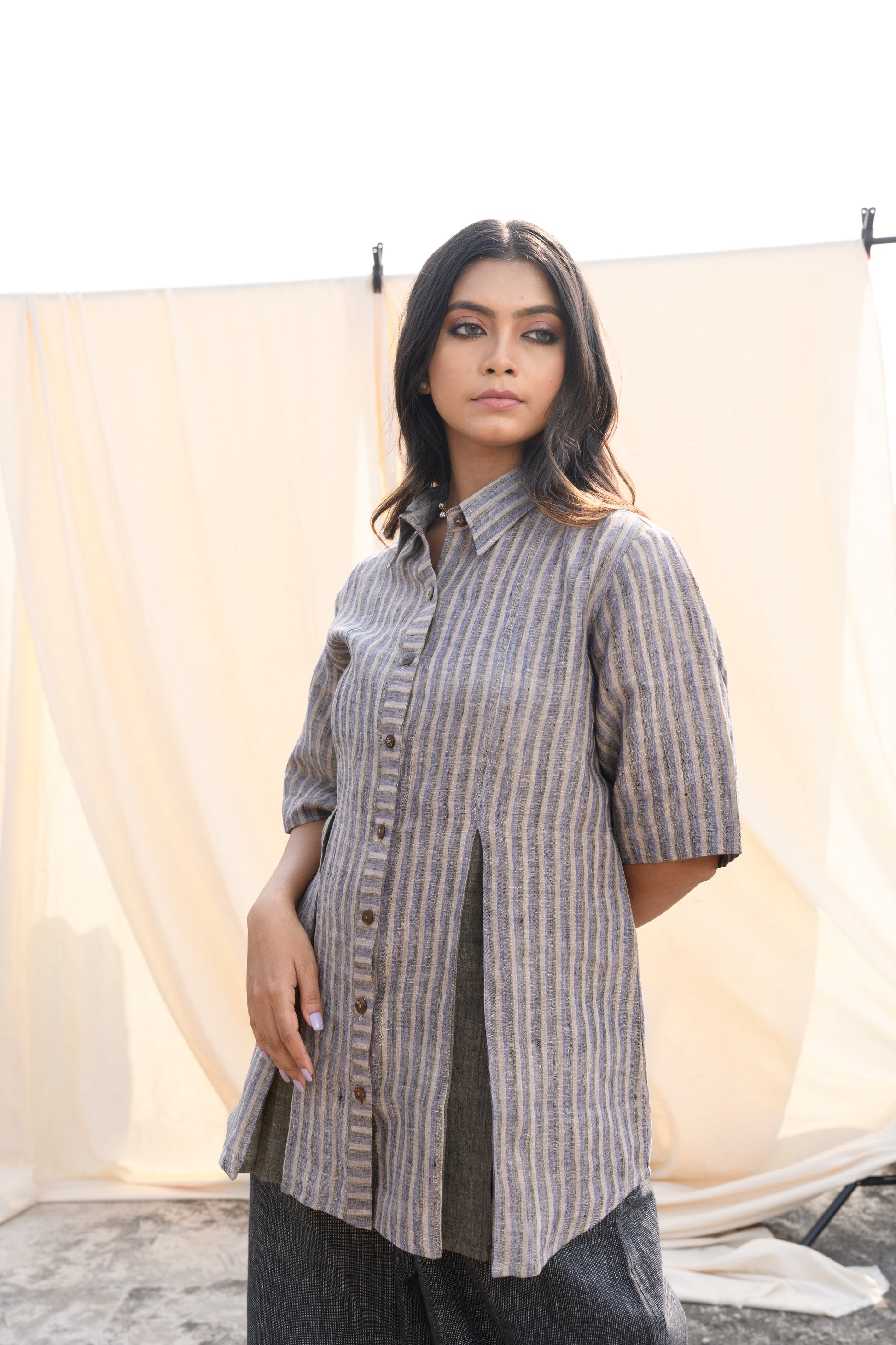 Woven Whisper - Handwoven linen shirt