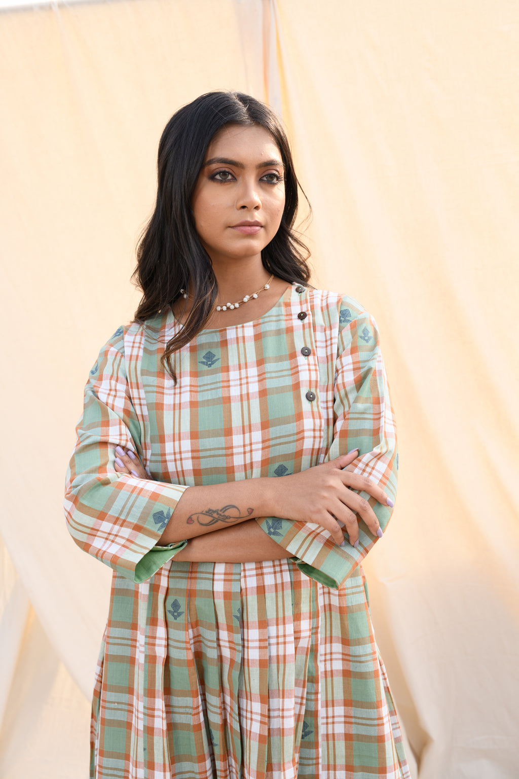 Amber Haze - Handloom jamdani dress