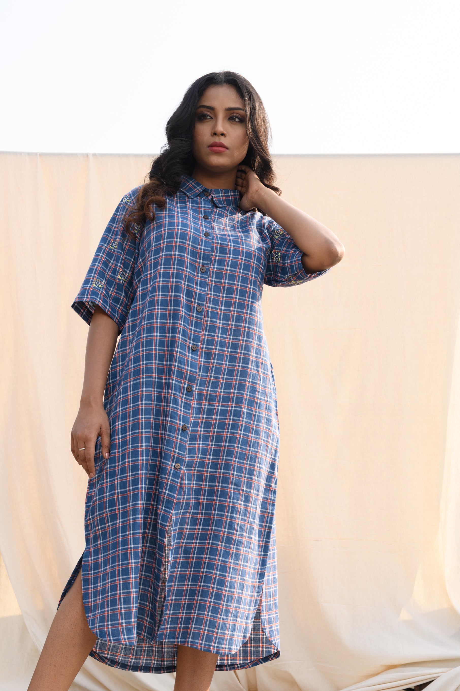 Indigo Whisper - Handloom shirt dress