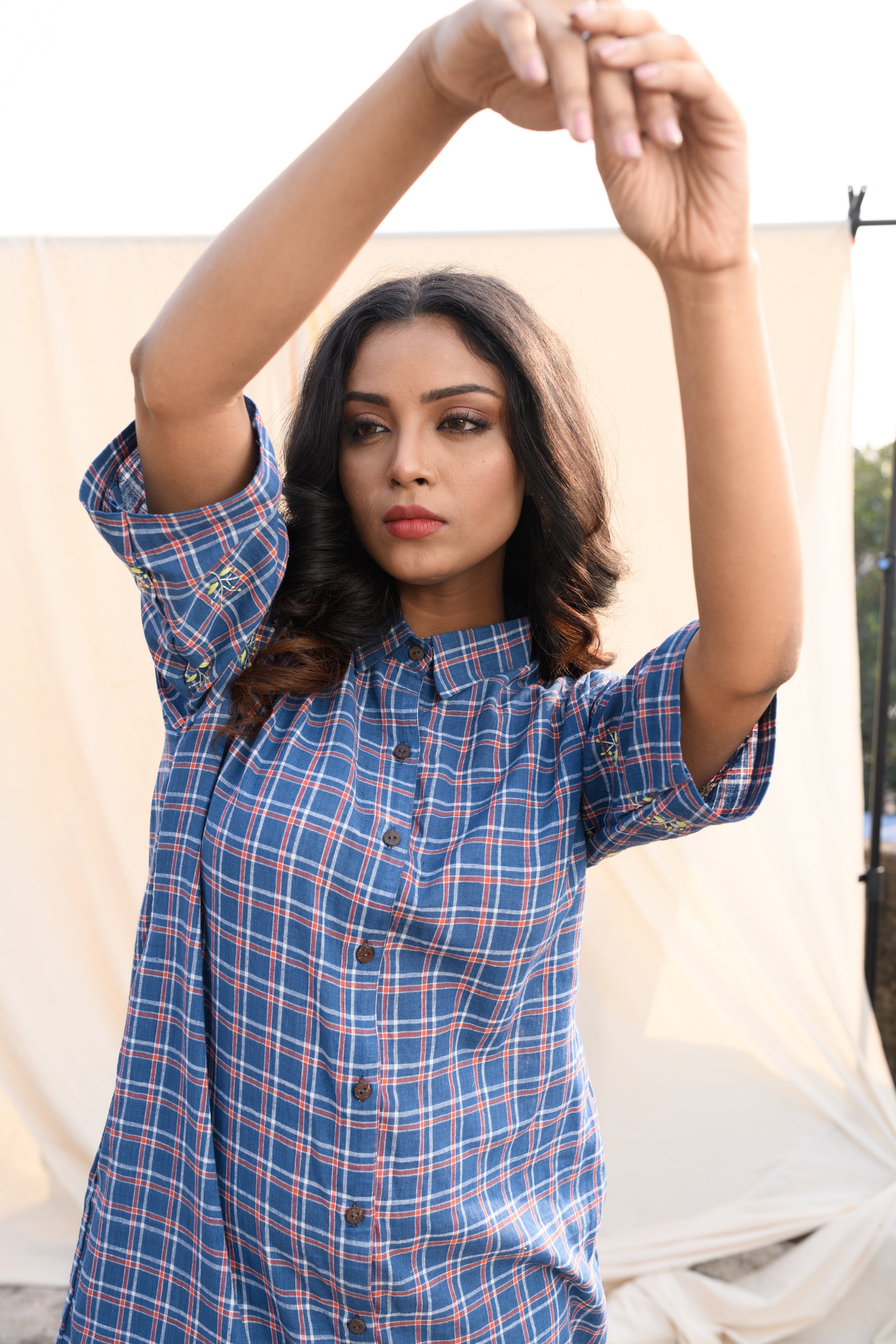 Indigo Whisper - Handloom shirt dress