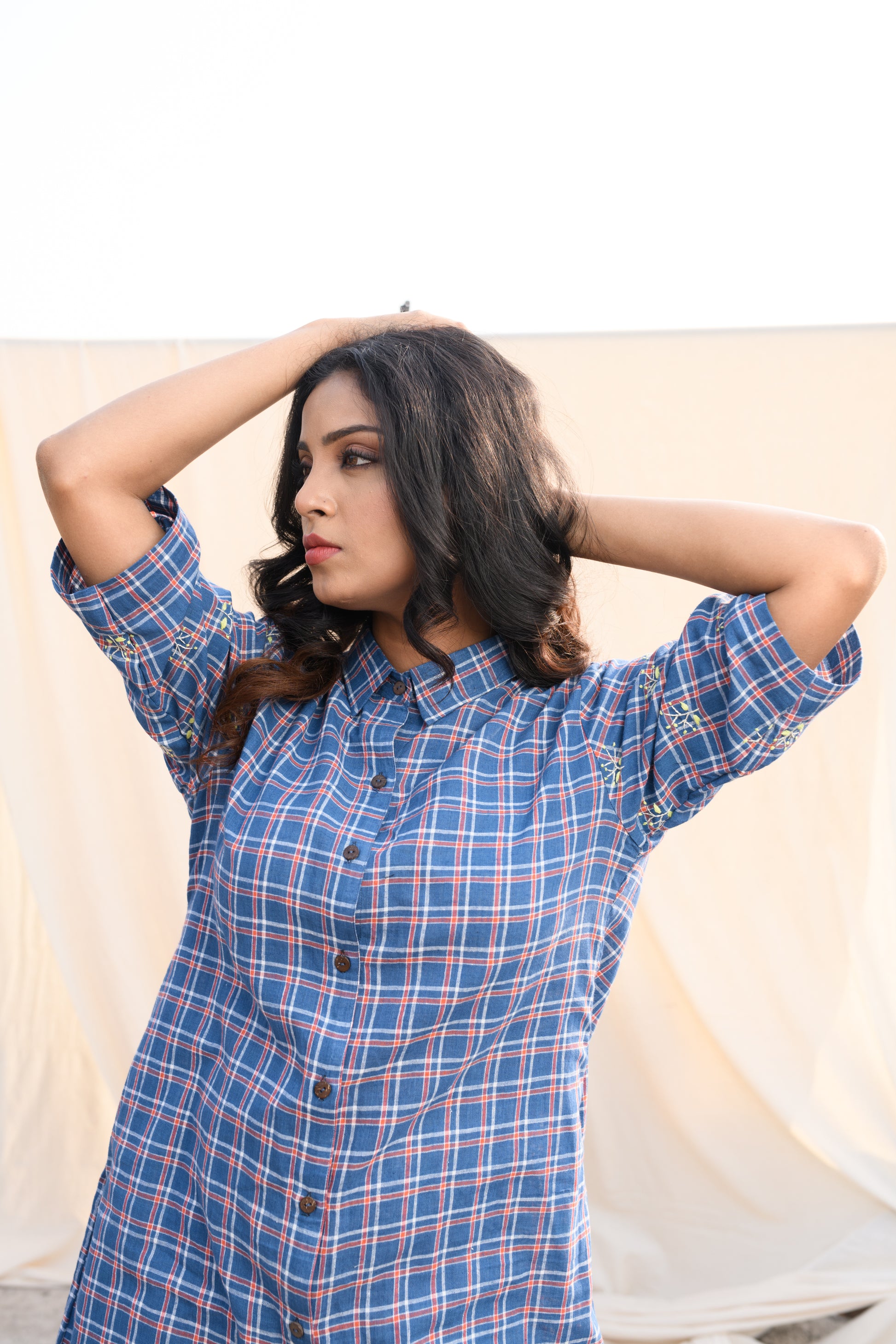 Indigo Whisper - Handloom shirt dress