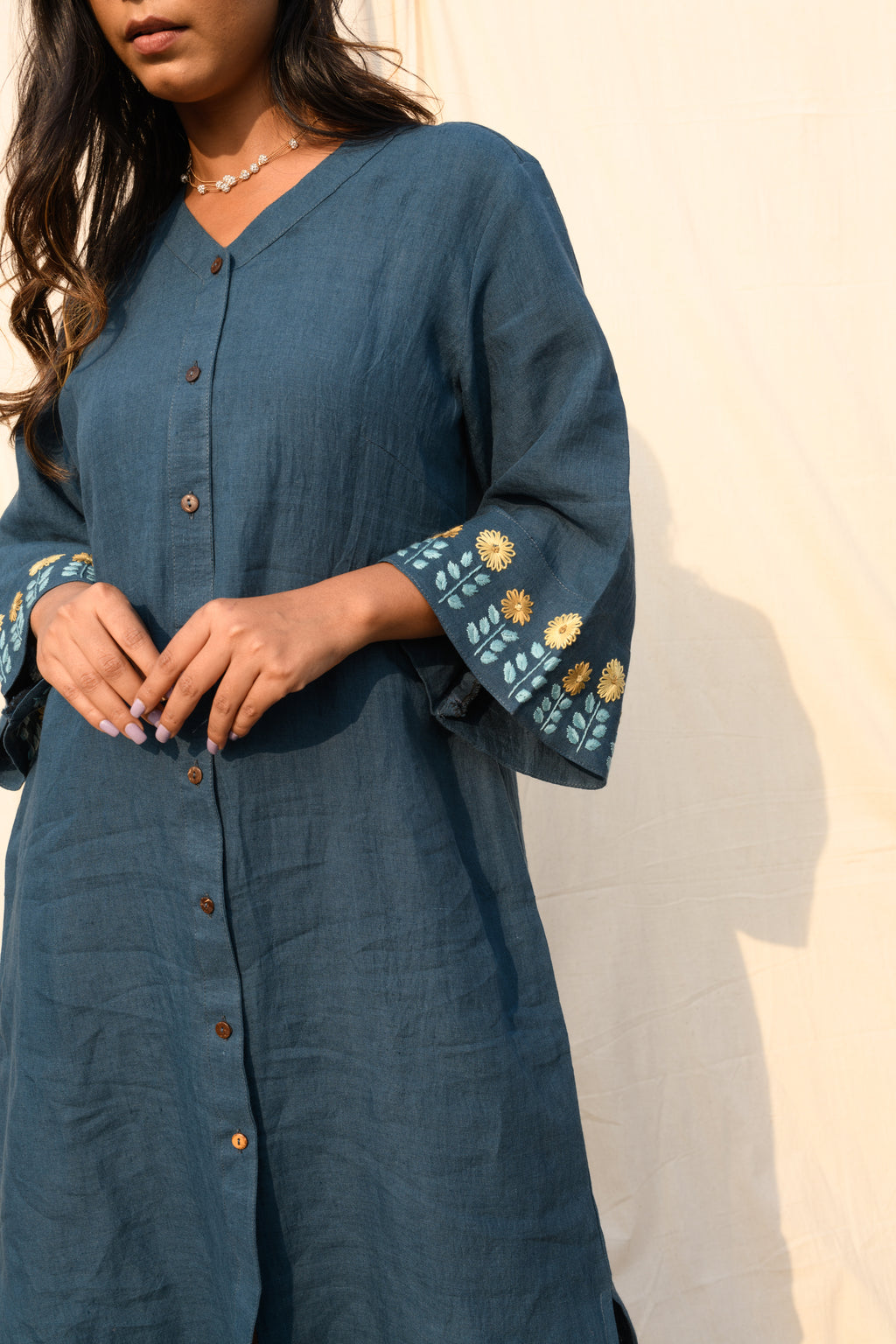 Ocean Bloom - Handloom linen dress