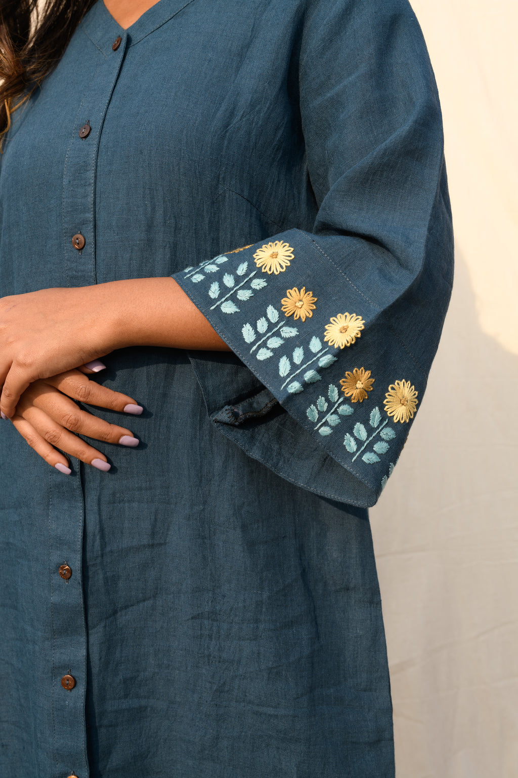 Ocean Bloom - Handloom linen dress