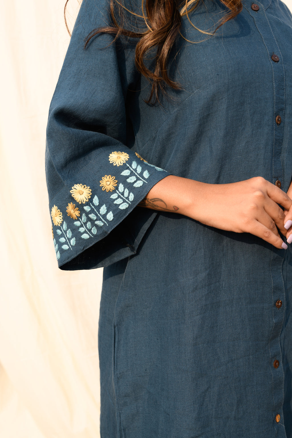 Ocean Bloom - Handloom linen dress