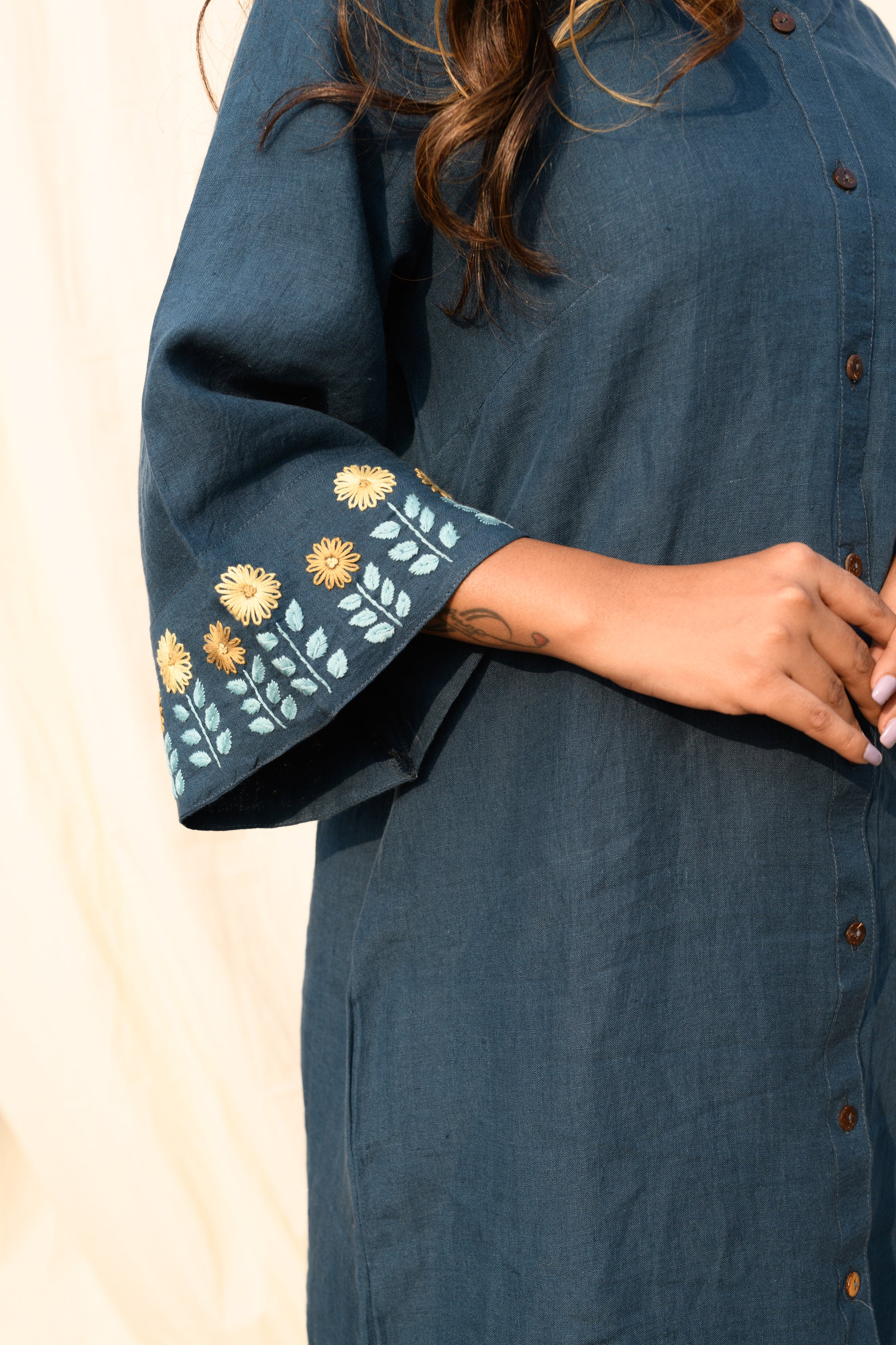 Ocean Bloom - Handloom linen dress