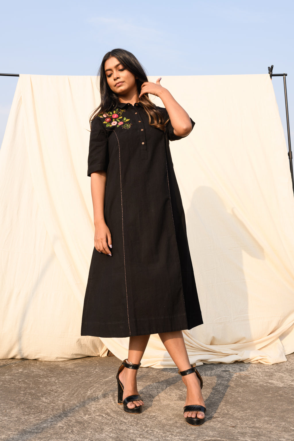 Midnight Grove - Handspun handloom dress