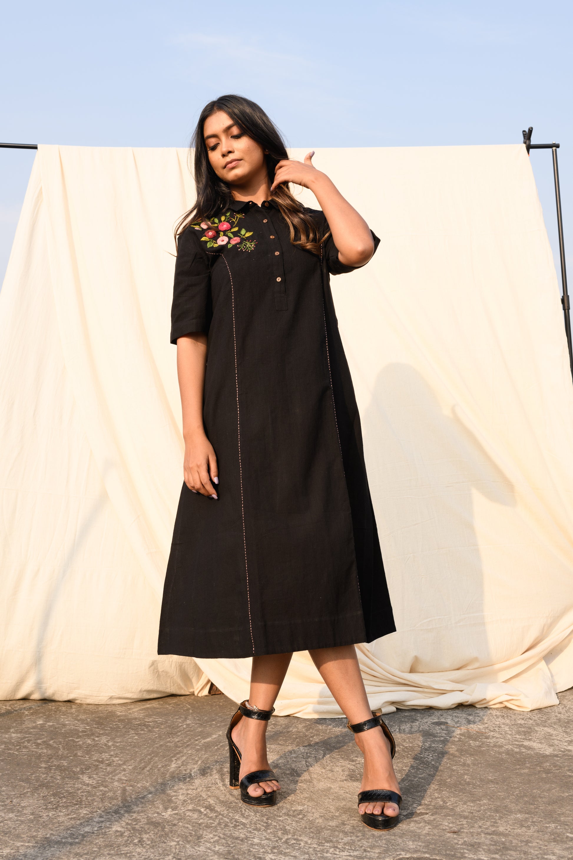 Midnight Grove - Handspun handloom dress