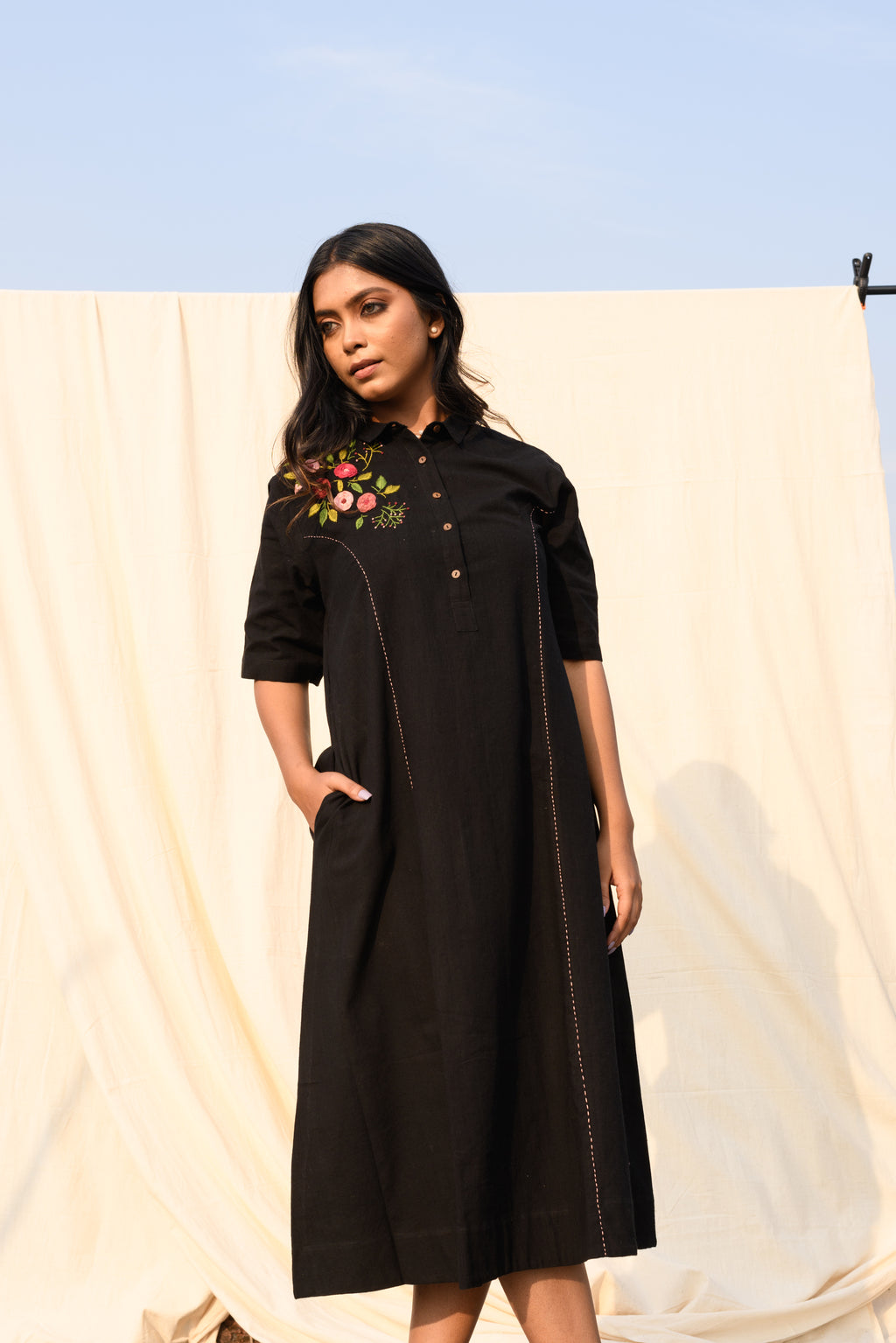 Midnight Grove - Handspun handloom dress