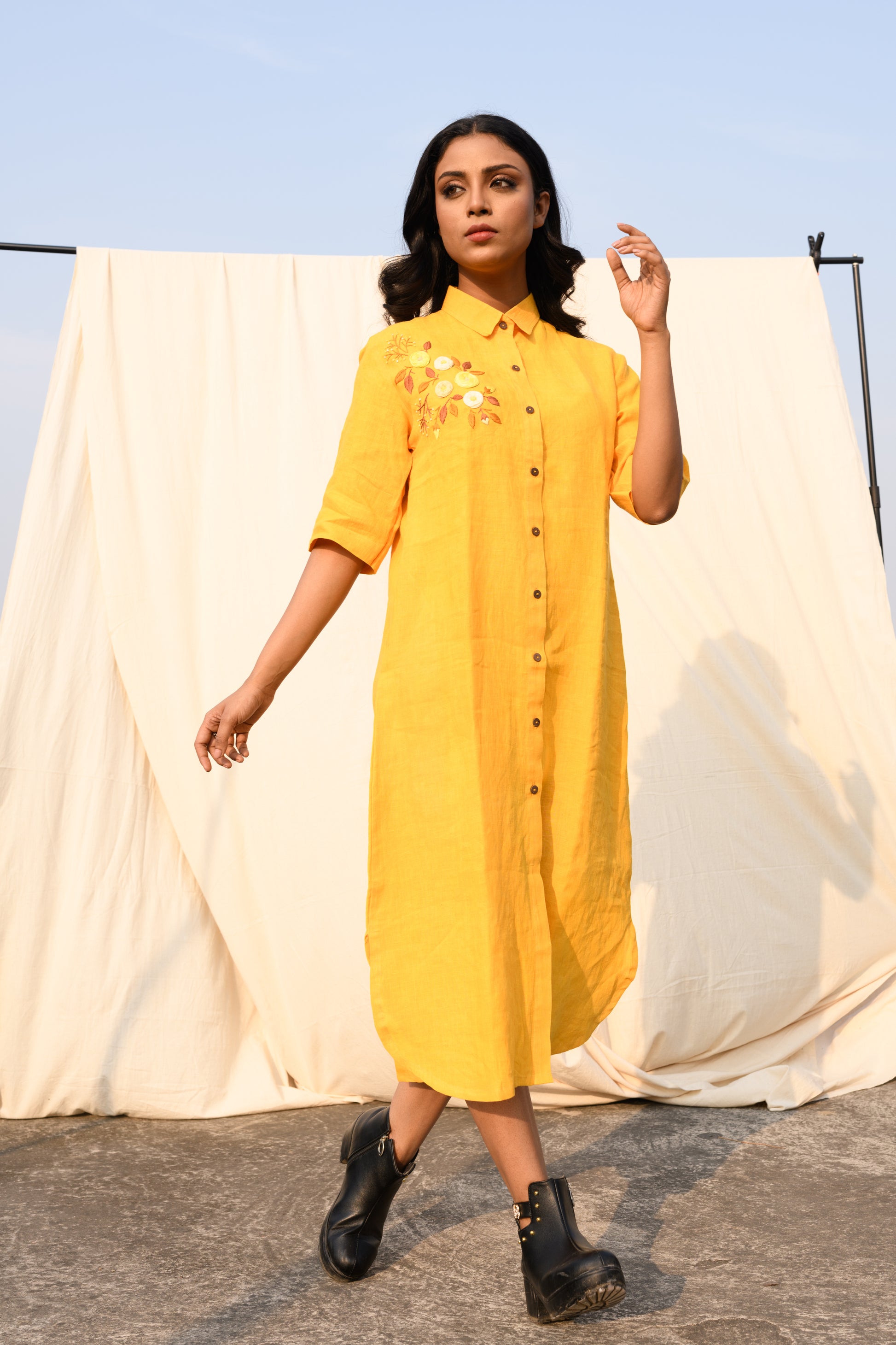 Sunlily - Handloom linen dress