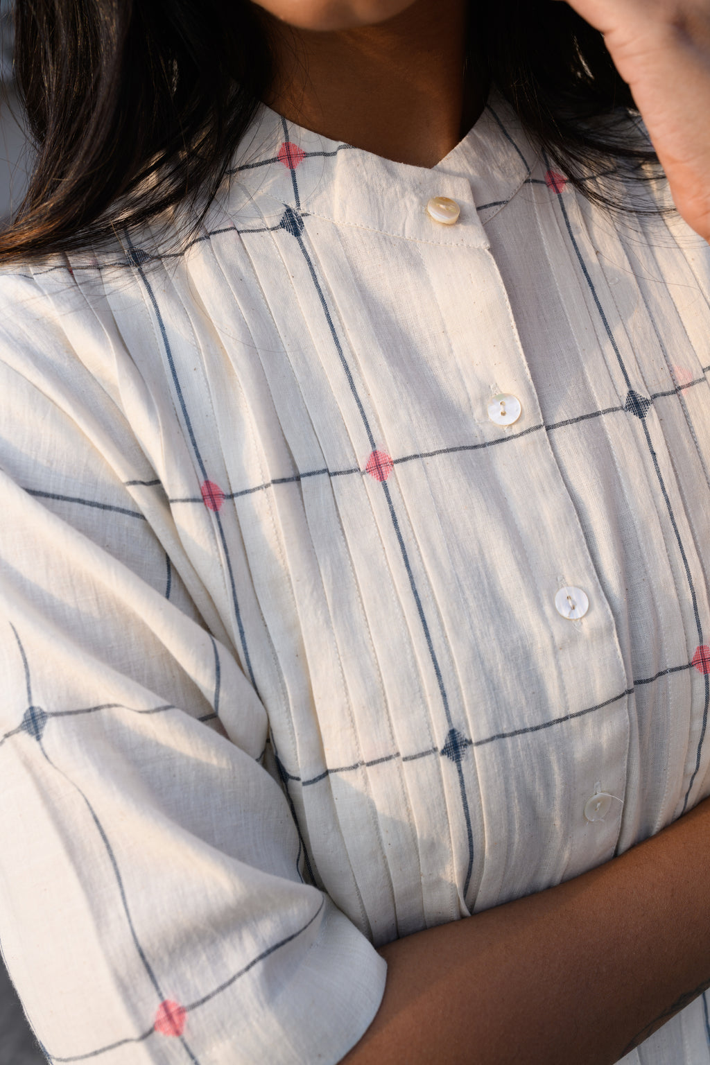 Whispered Grids - Handloom jamdani dress