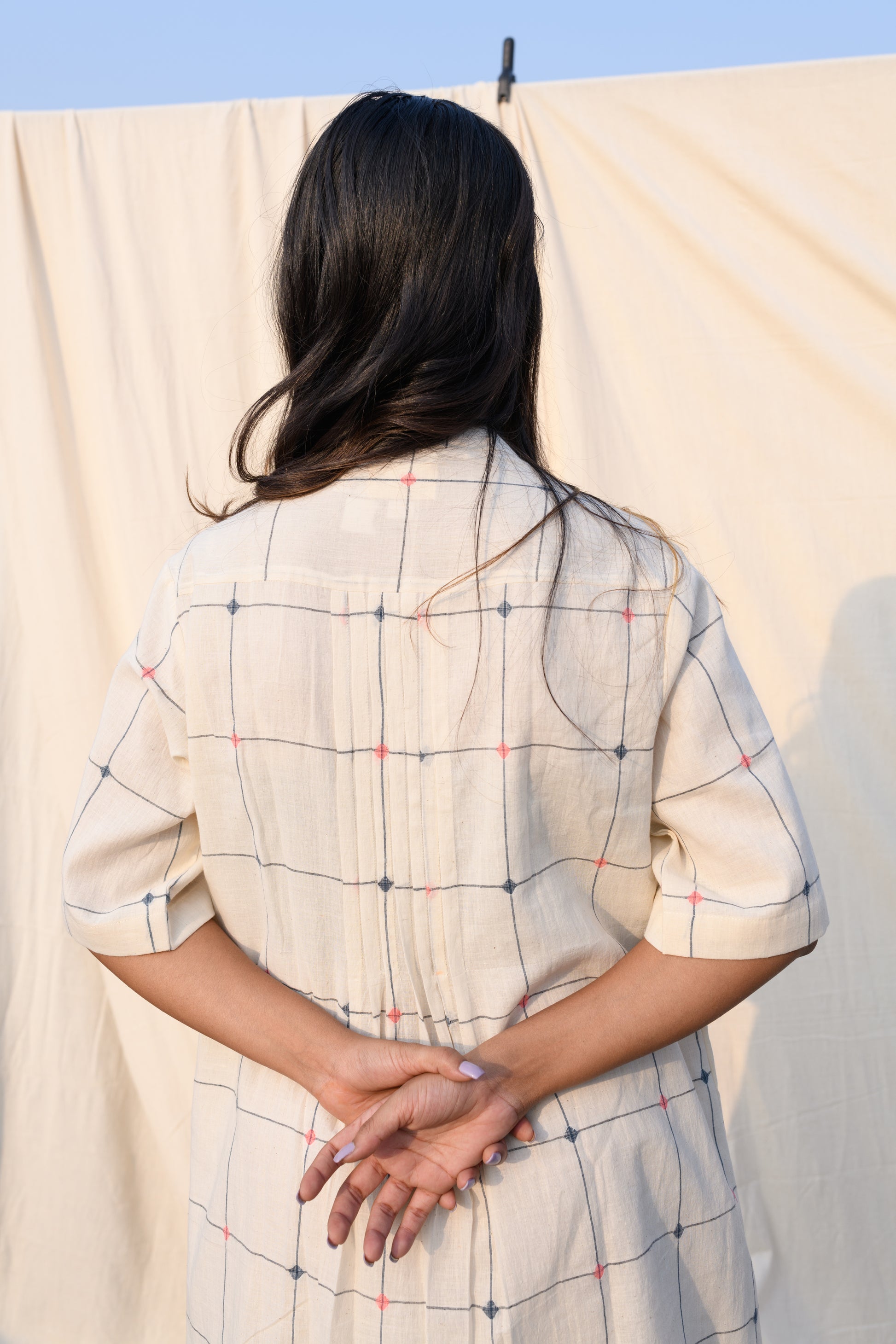 Whispered Grids - Handloom jamdani dress