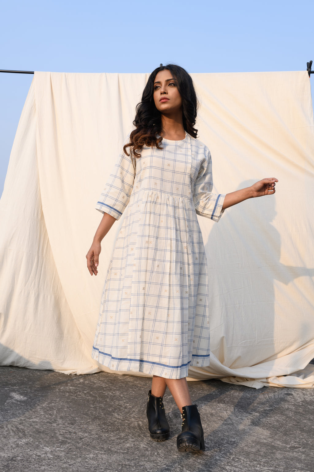 Ivory Drift - Handloom jamdani dress
