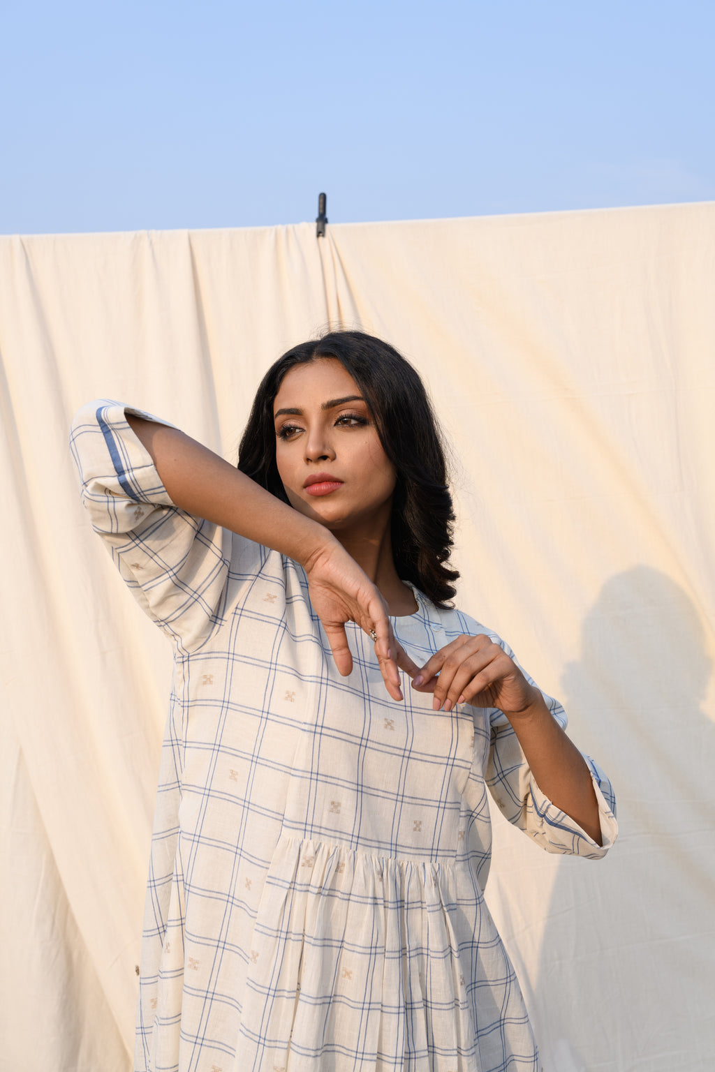 Ivory Drift - Handloom jamdani dress