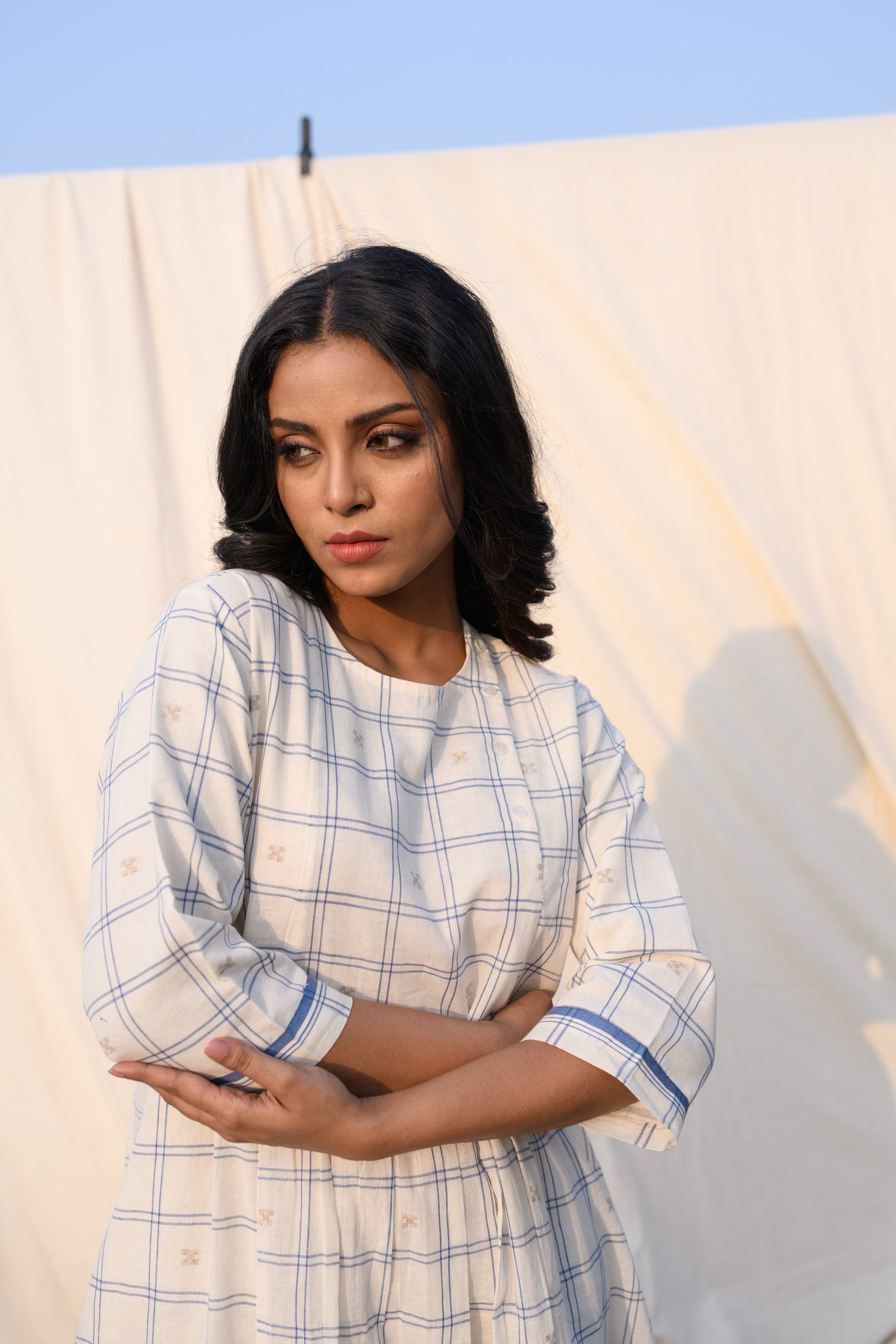 Ivory Drift - Handloom jamdani dress