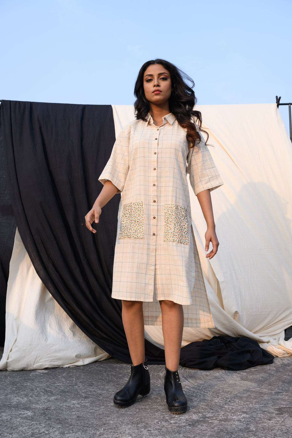 Pocket Poetry - Handloom shirt-dress