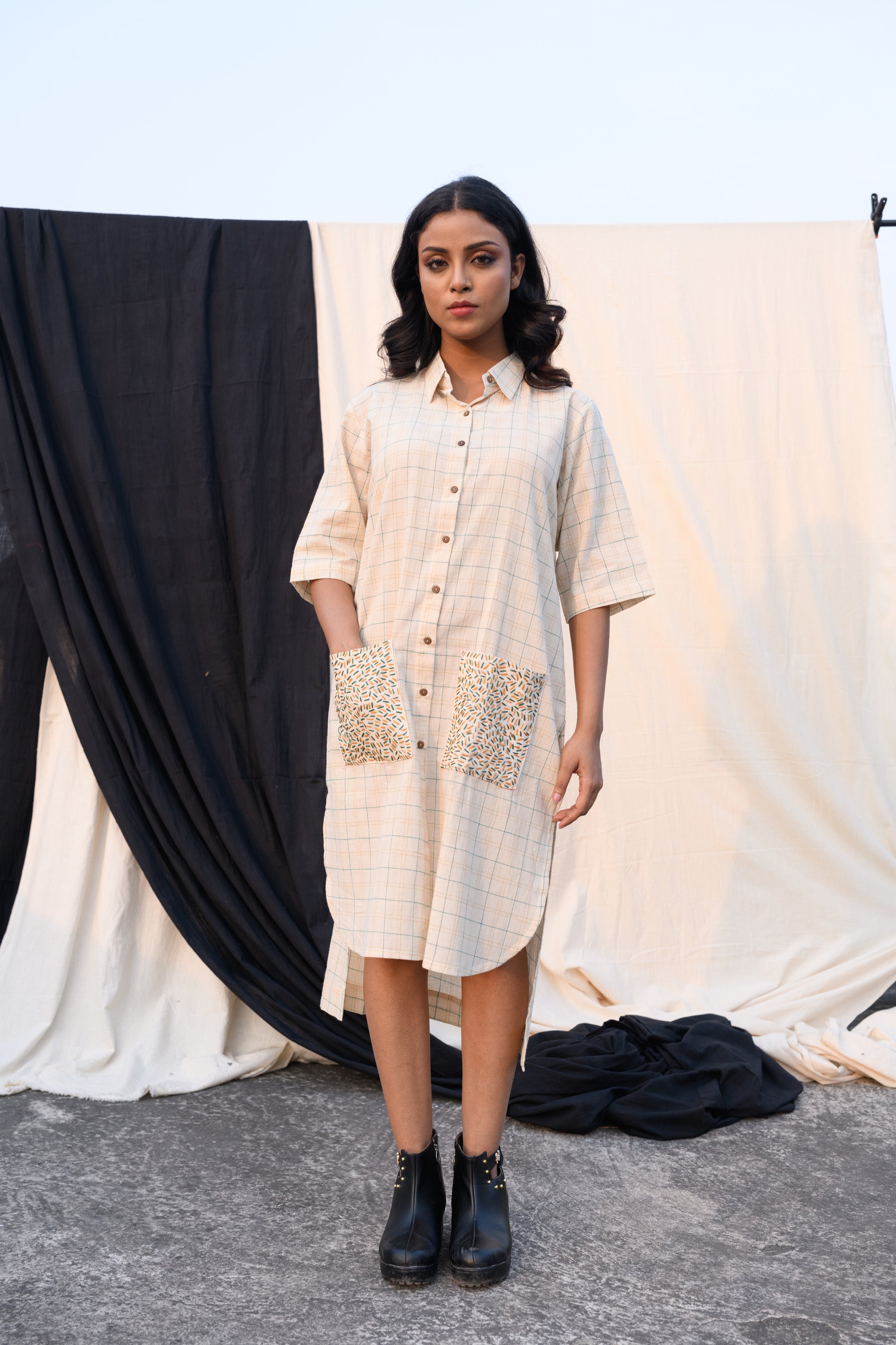 Pocket Poetry - Handloom shirt-dress