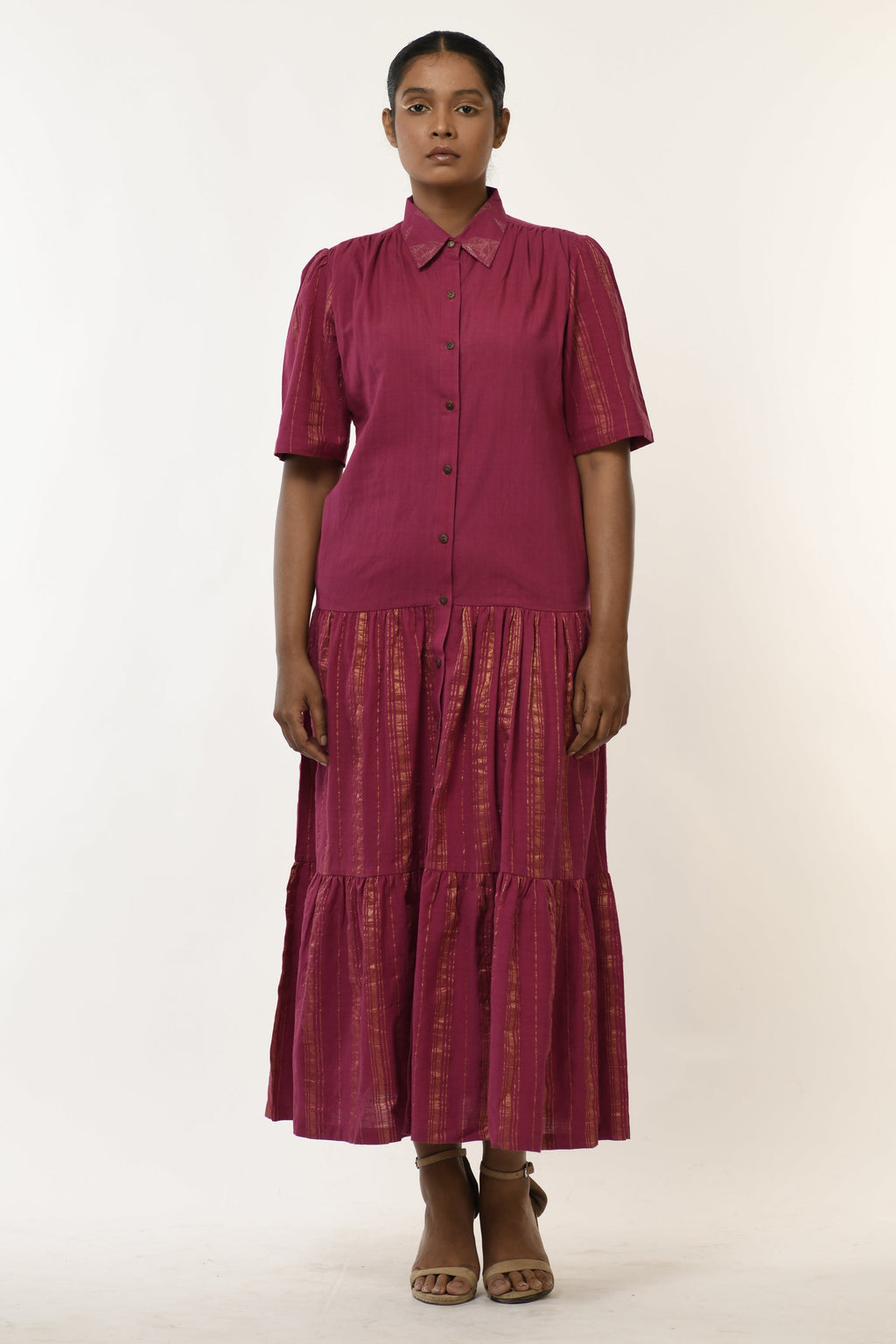 Amethyst Glow - Handwoven tiered dress