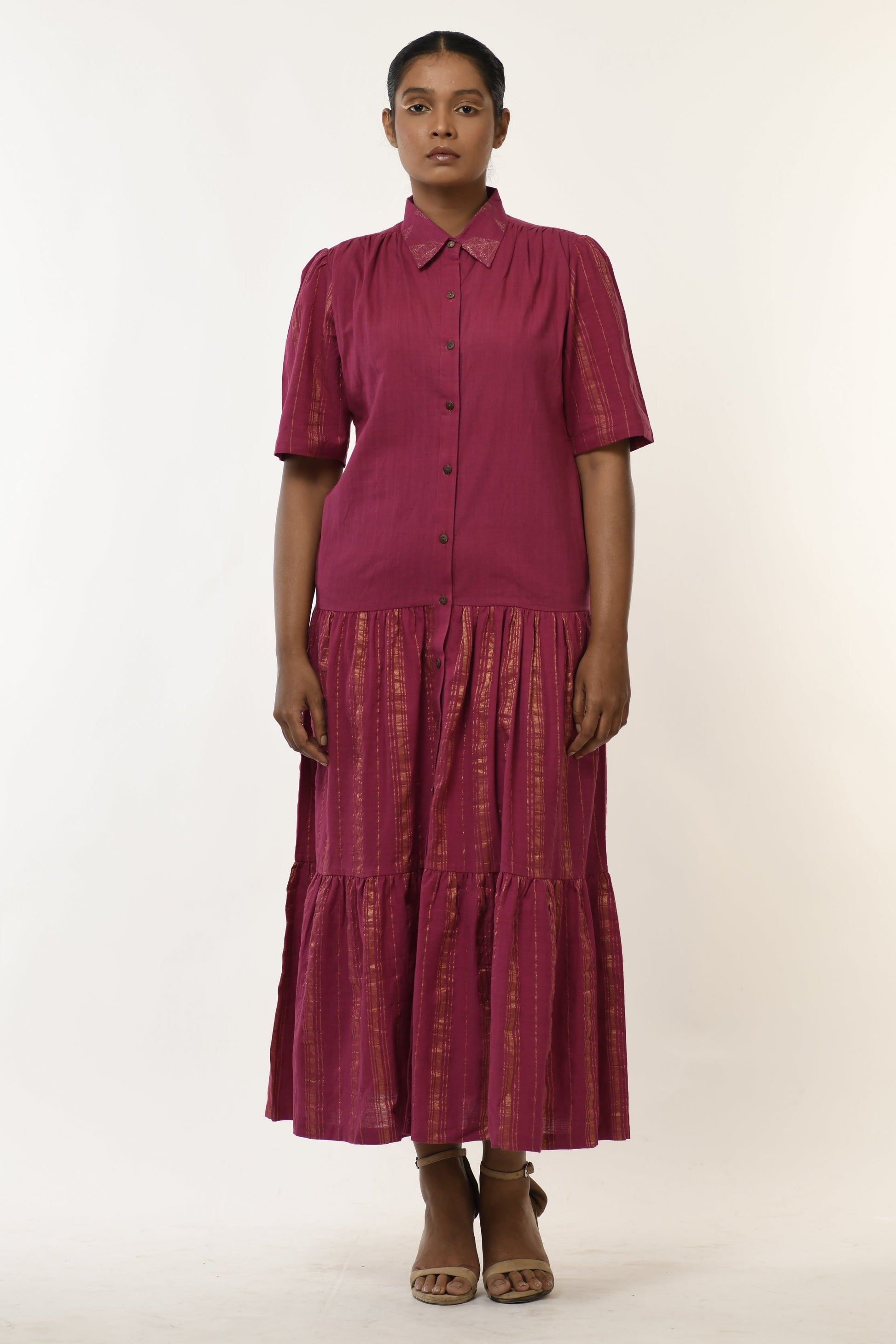 Amethyst Glow - Handwoven tiered dress