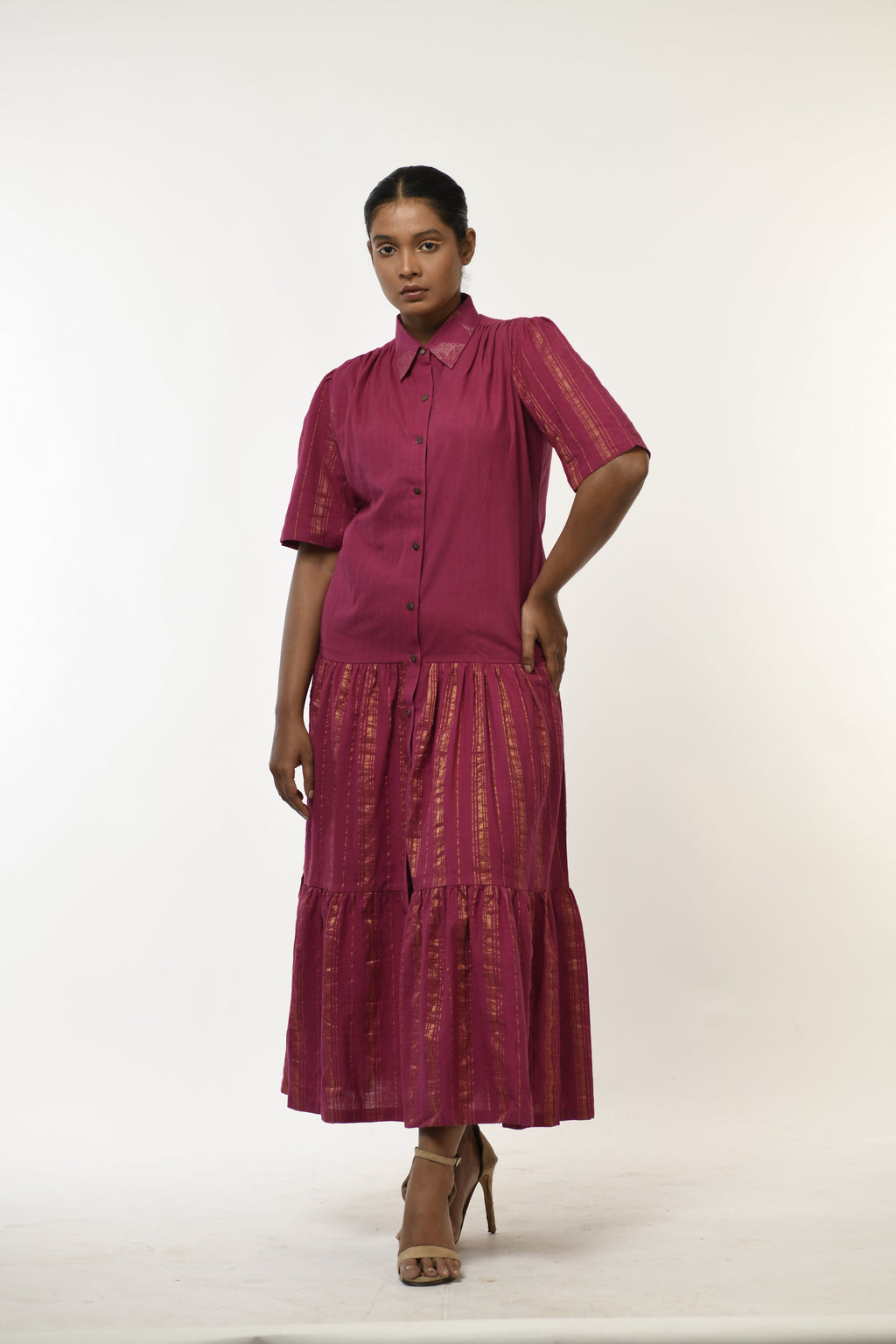 Amethyst Glow - Handwoven tiered dress