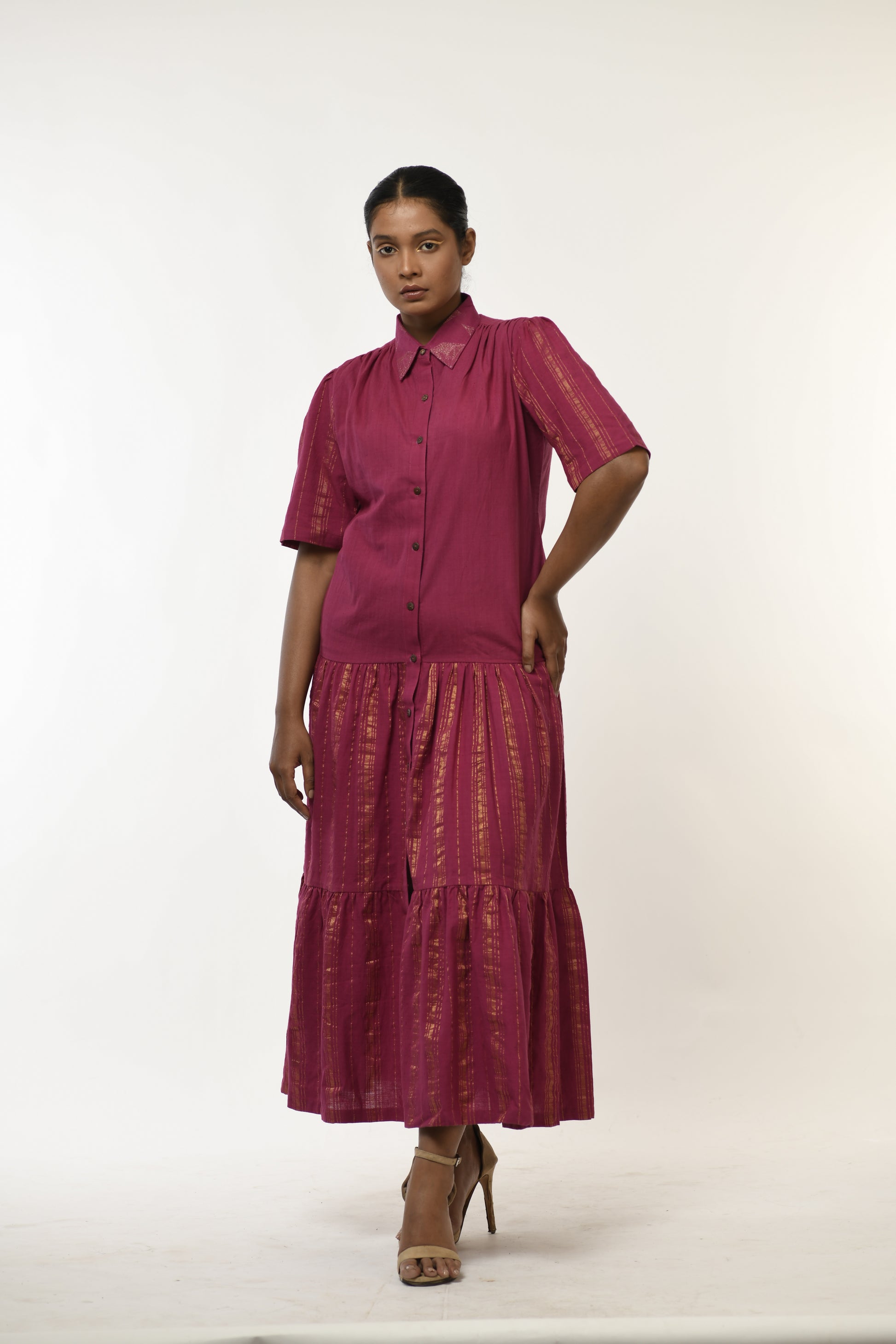 Amethyst Glow - Handwoven tiered dress