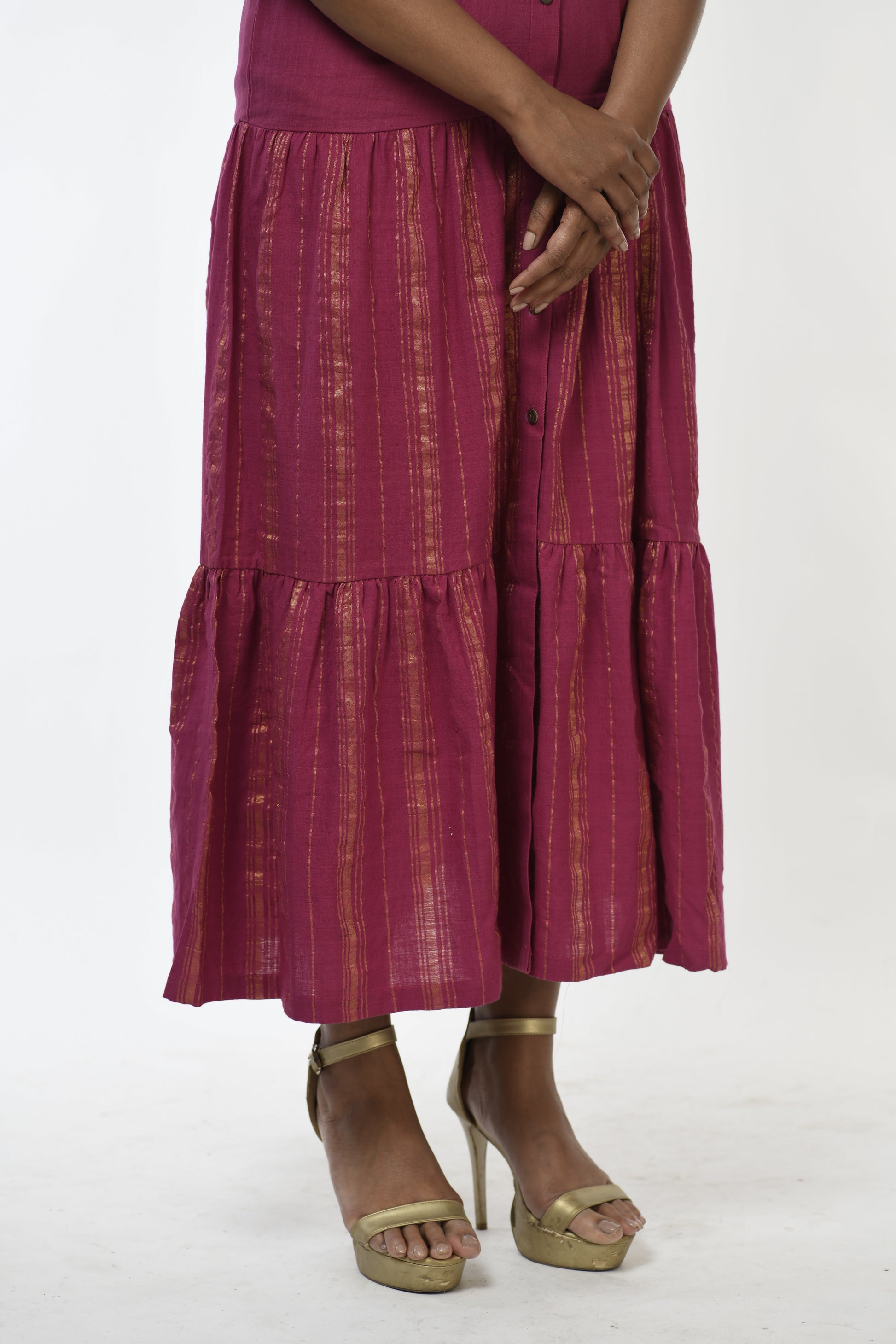 Amethyst Glow - Handwoven tiered dress