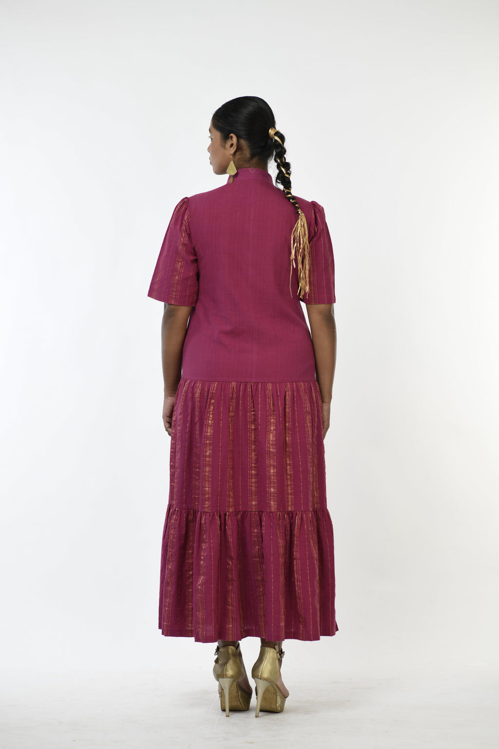 Amethyst Glow - Handwoven tiered dress