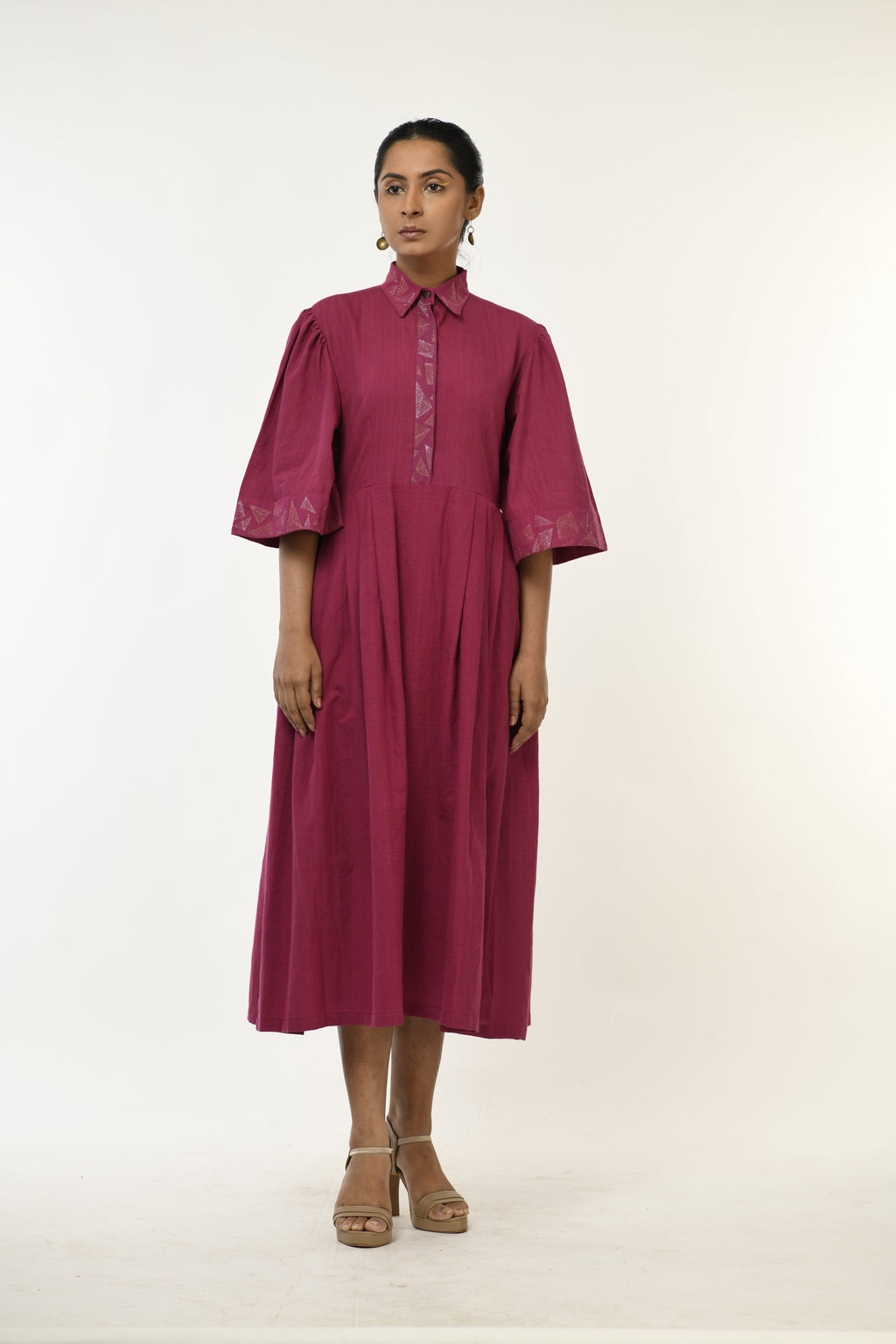 Rhodolite Ember Handwoven hand embroidered dress Purple Front View