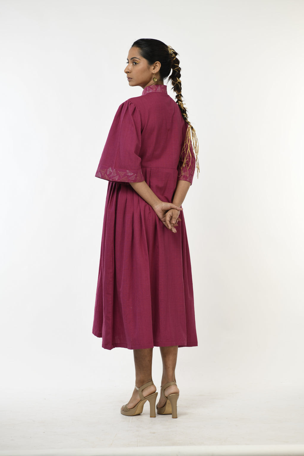Rhodolite Ember Handwoven hand embroidered dress Purple Back View