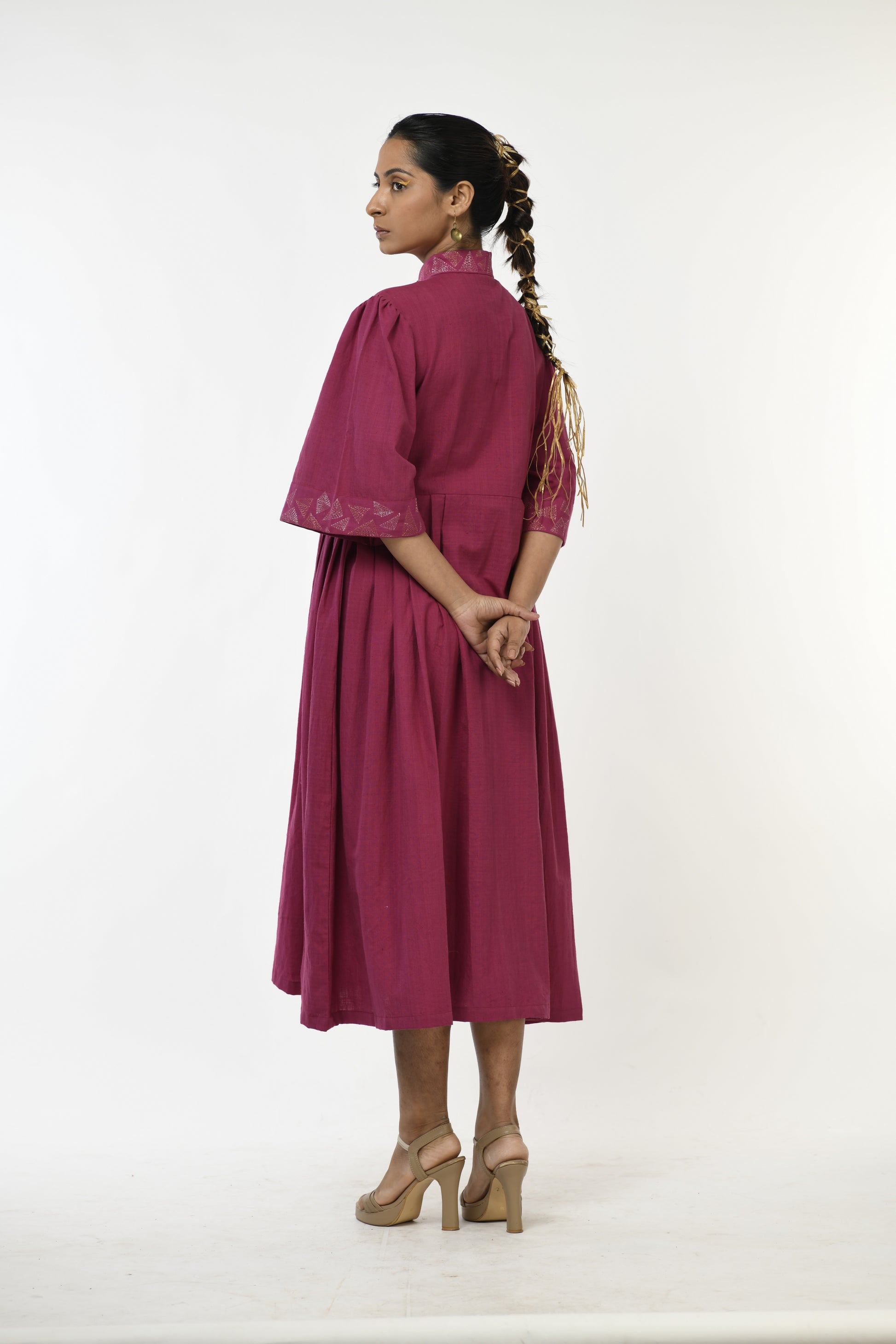 Rhodolite Ember - Handwoven hand embroidered dress