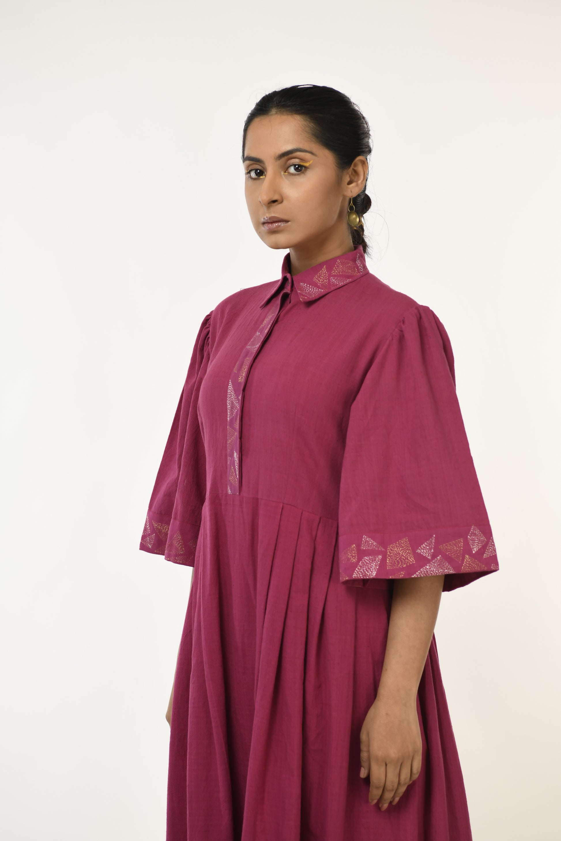 Rhodolite Ember - Handwoven hand embroidered dress
