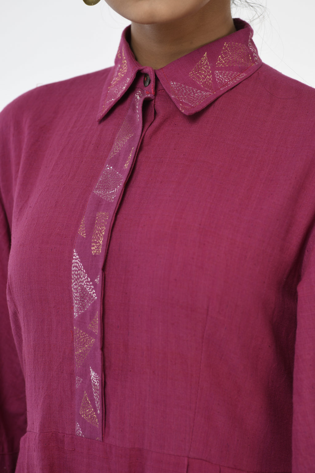 Rhodolite Ember Handwoven hand embroidered dress Purple Front View