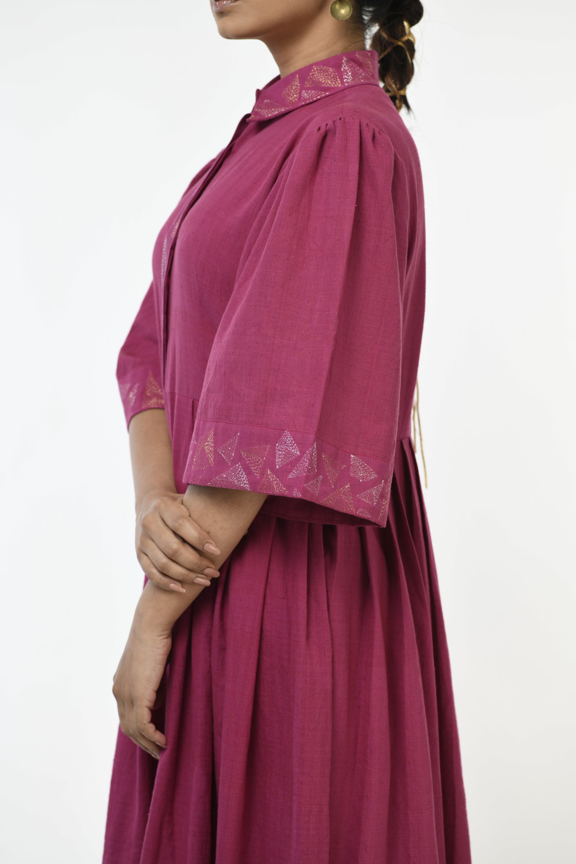 Rhodolite Ember - Handwoven hand embroidered dress