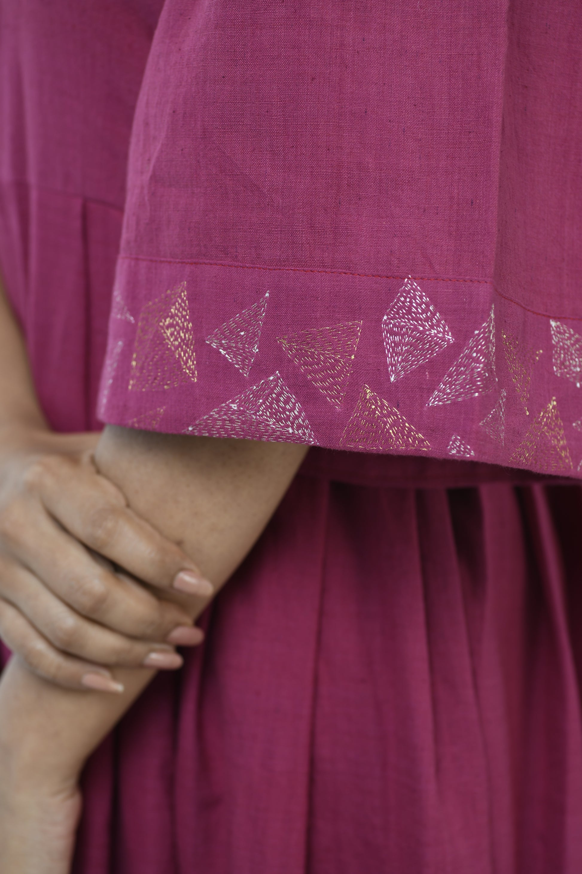 Rhodolite Ember - Handwoven hand embroidered dress