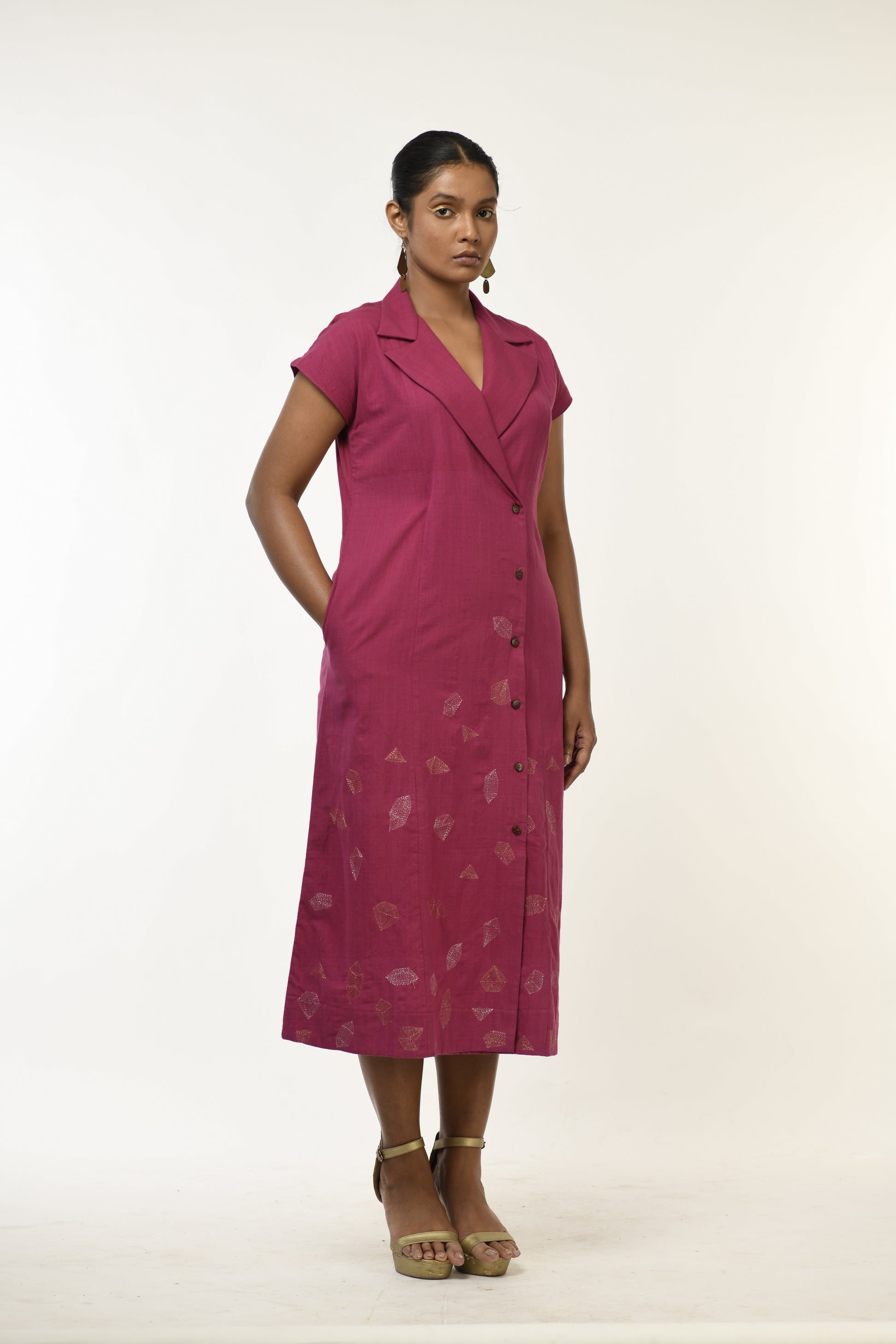 Mulberry Quartz - Handwoven hand embroidered dress