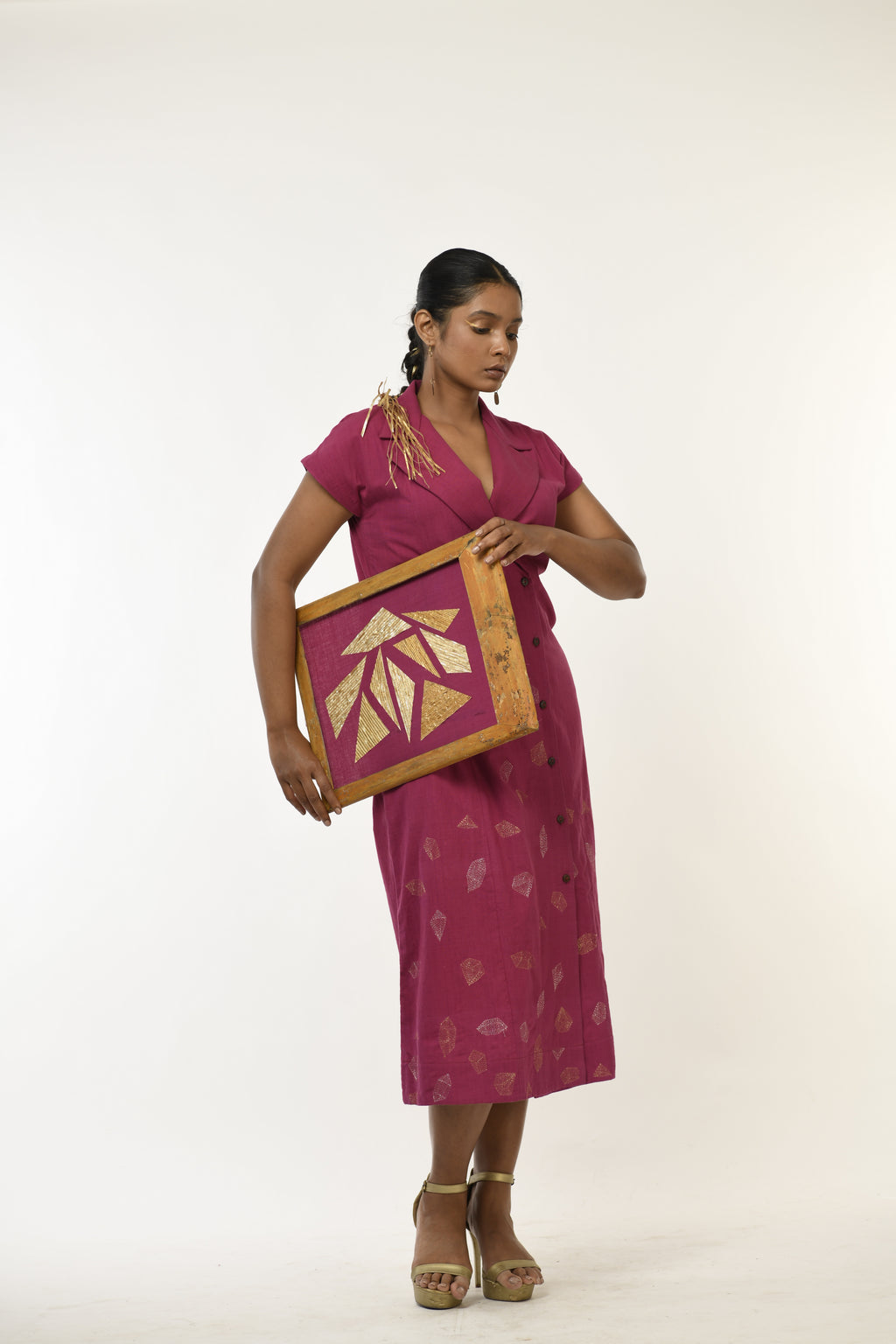 Mulberry Quartz - Handwoven hand embroidered dress