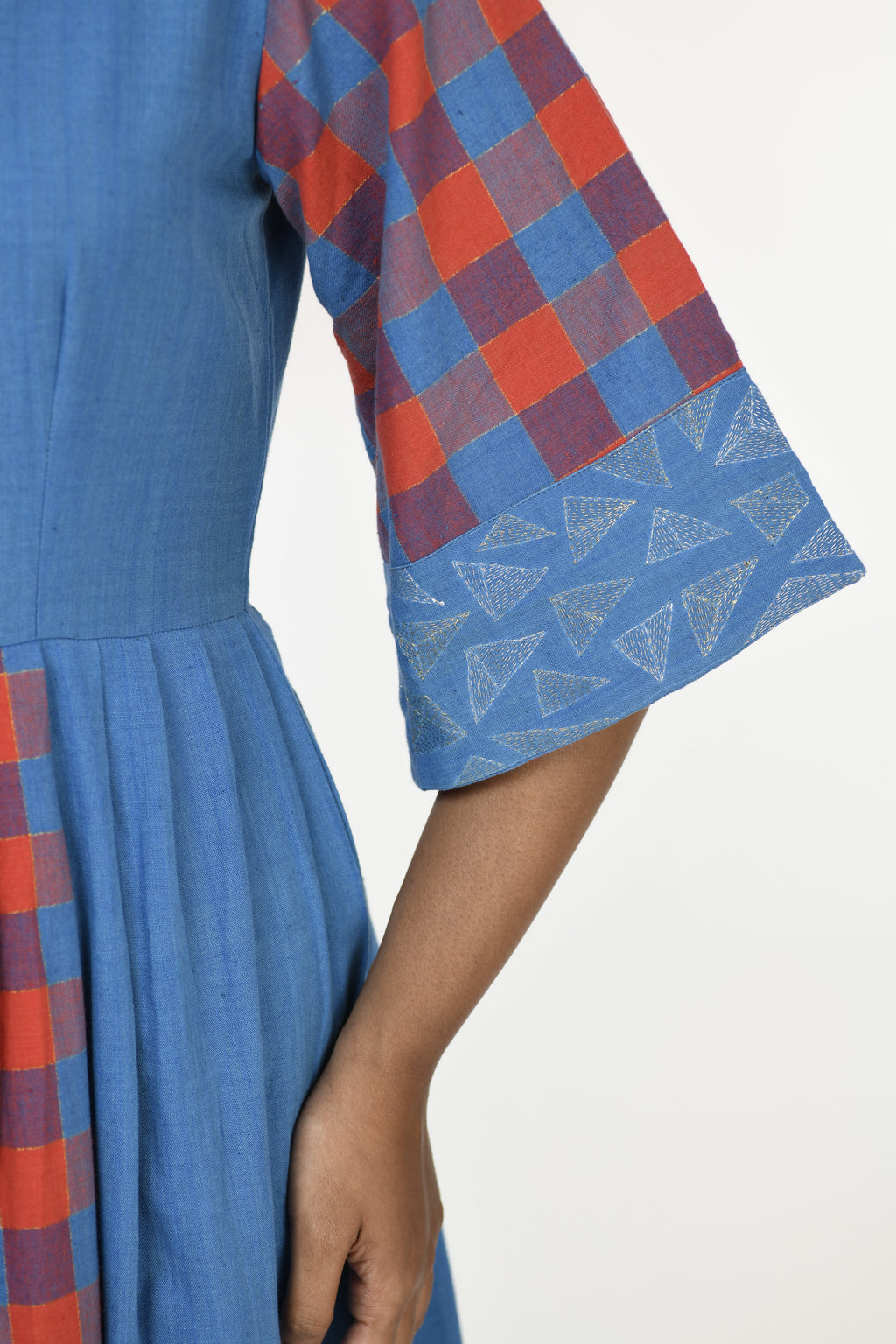 Spinel Checkflare - Handwoven hand embroidered dress