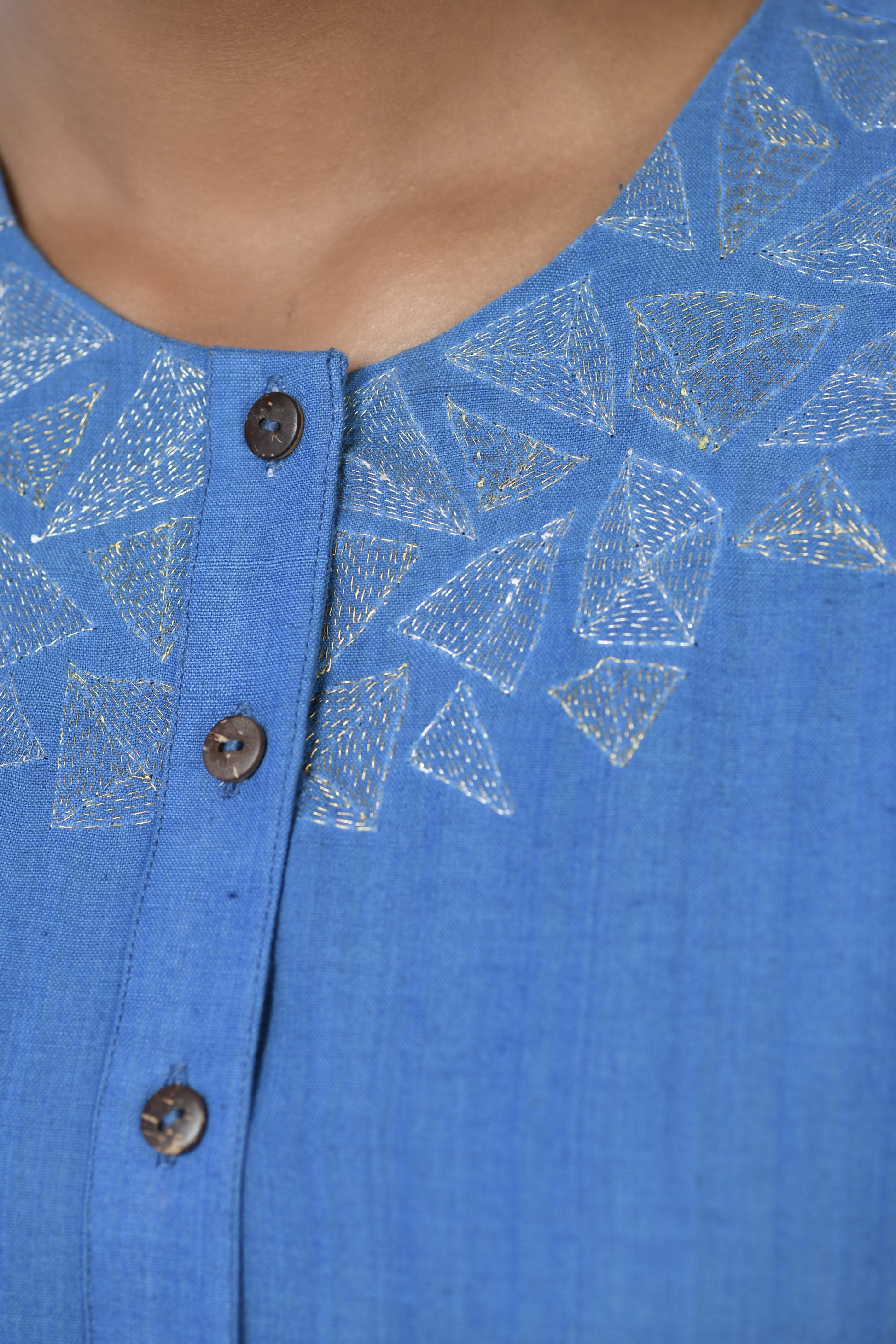 Spinel Checkflare - Handwoven hand embroidered dress