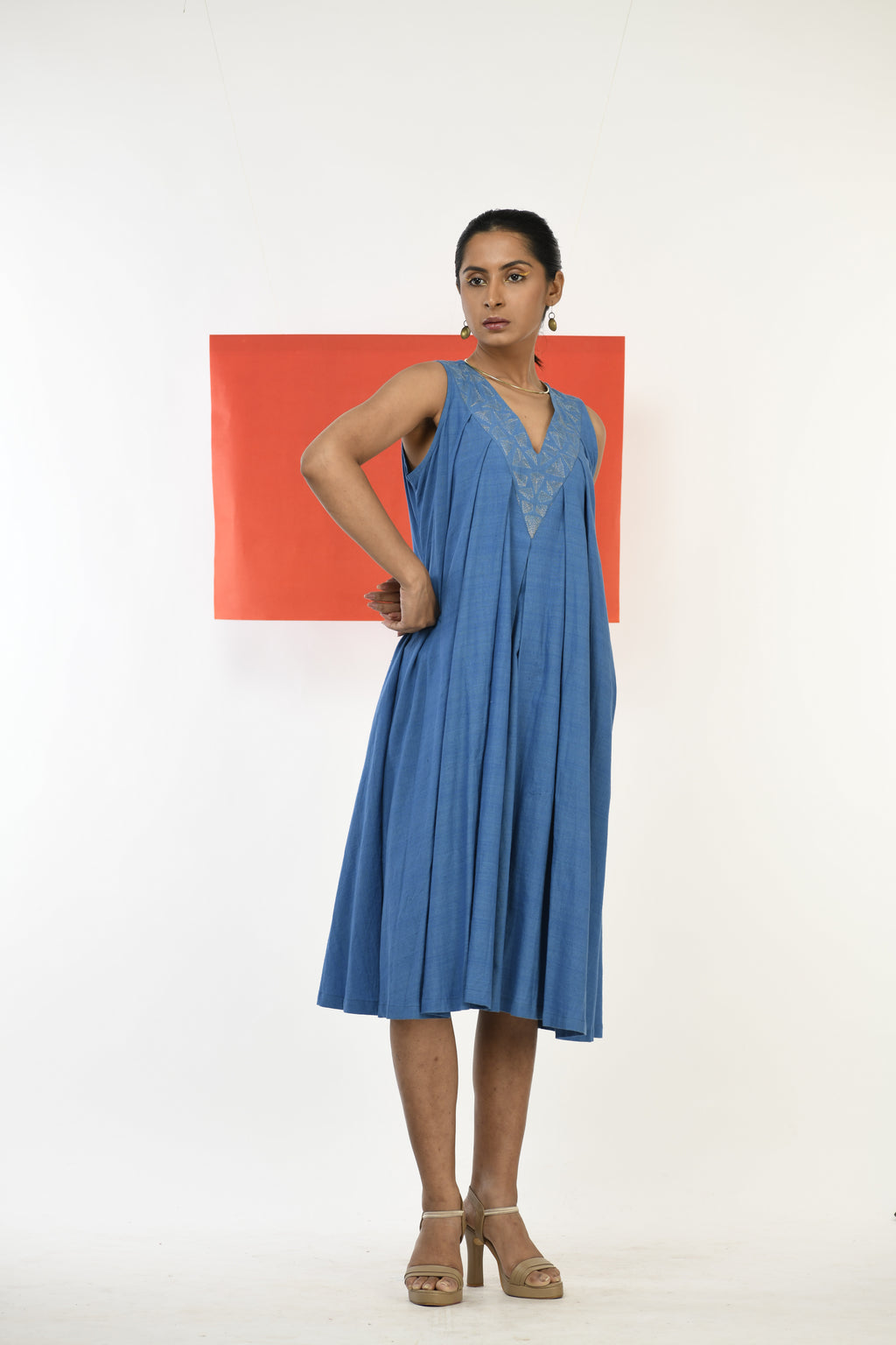 Blue Sapphire - Handwoven hand embroidered dress