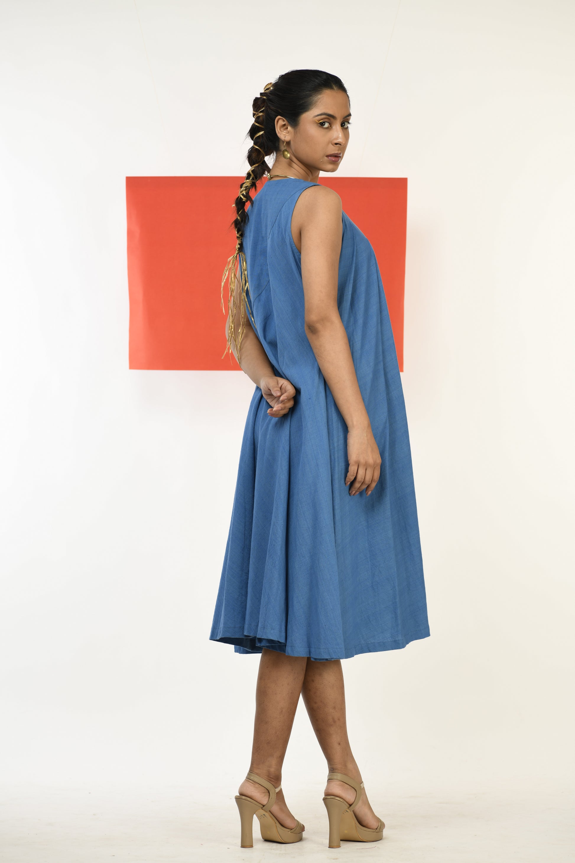 Blue Sapphire - Handwoven hand embroidered dress