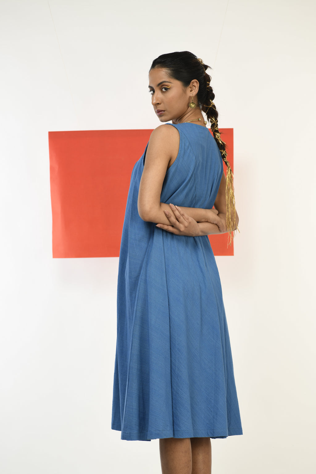 Blue Sapphire - Handwoven hand embroidered dress
