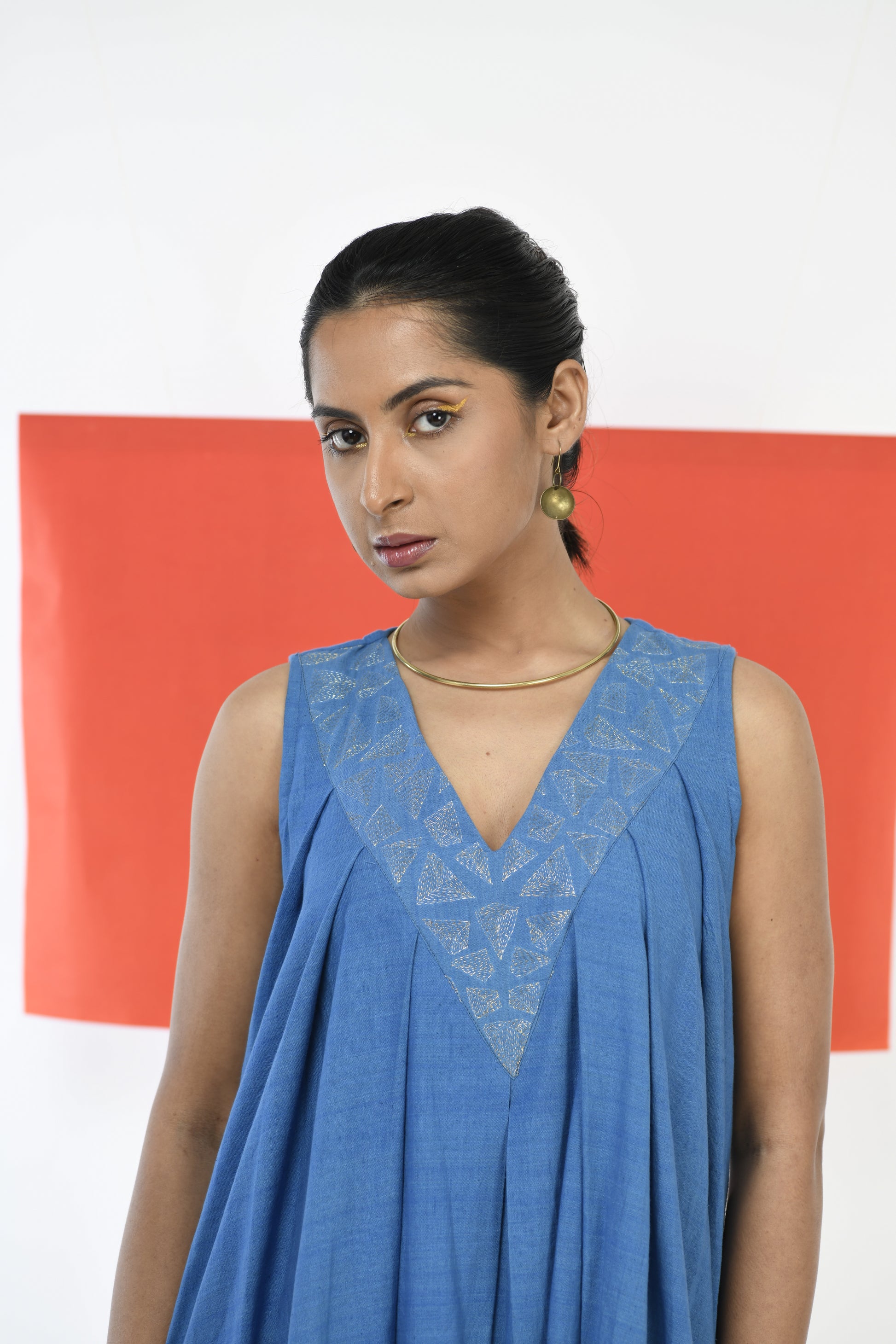 Blue Sapphire - Handwoven hand embroidered dress