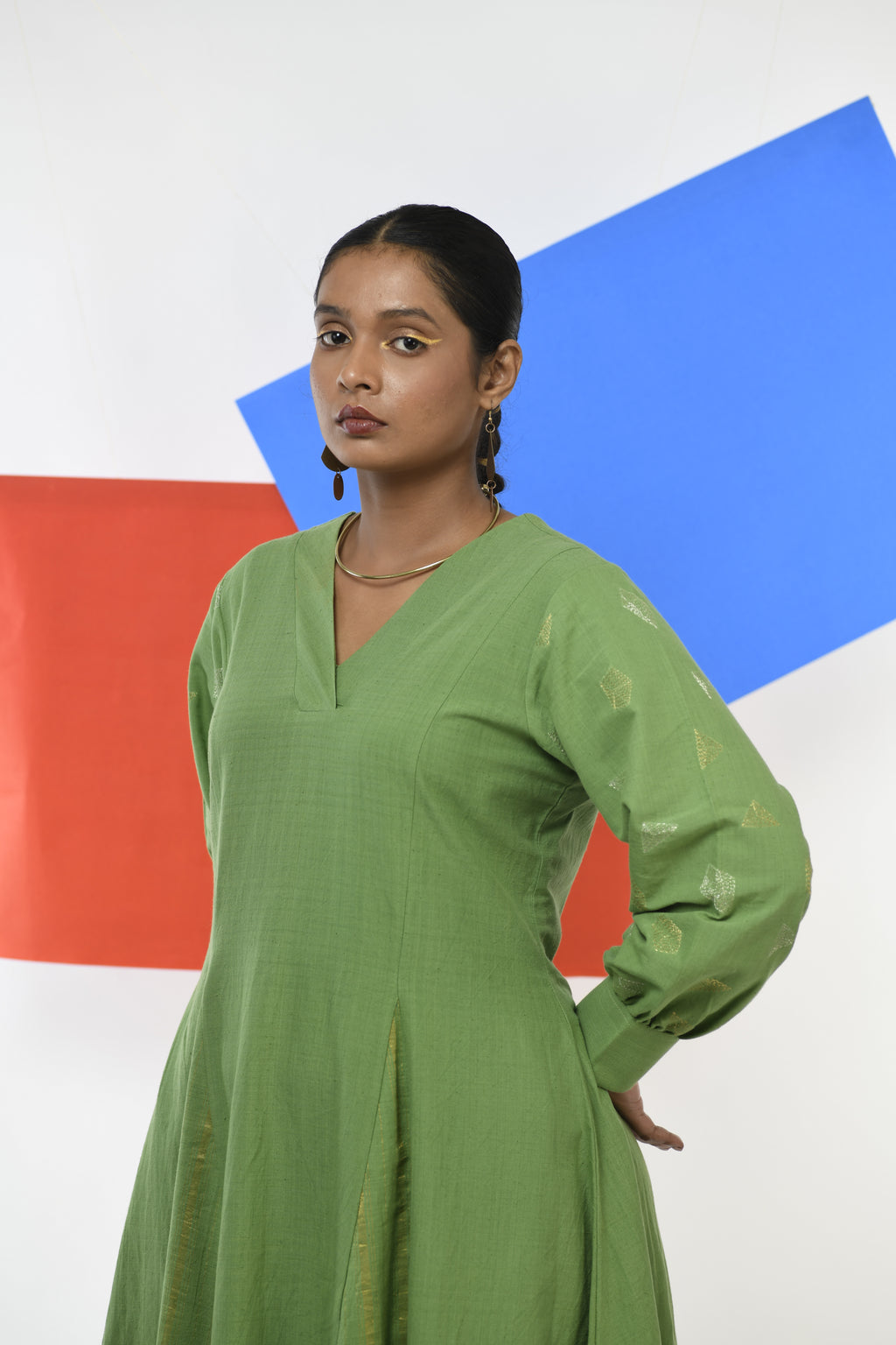 Emerald Luster - Handwoven hand embroidered co-ord set