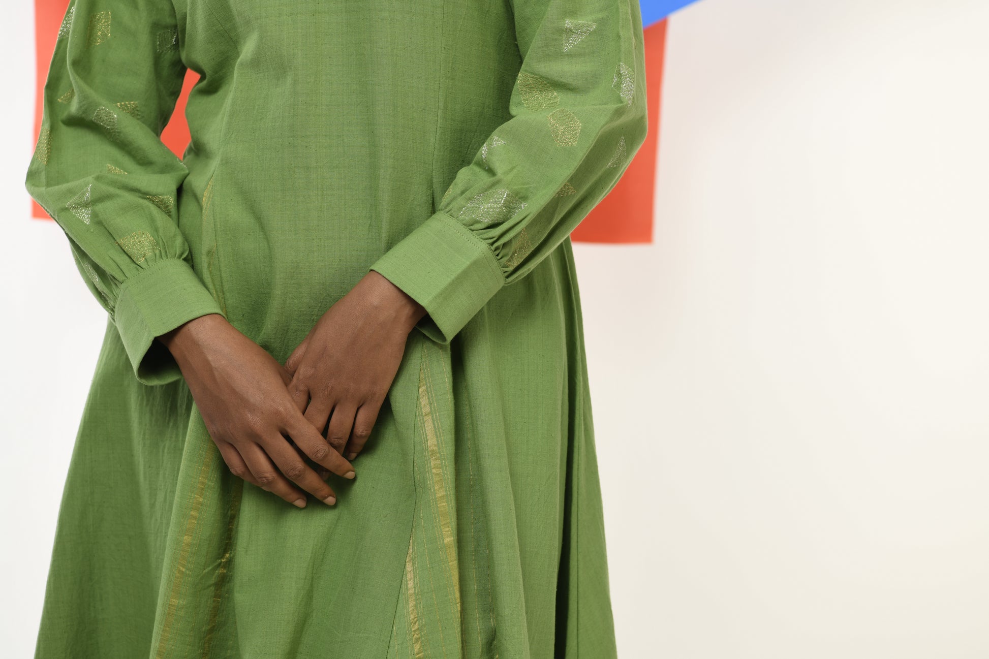 Emerald Luster - Handwoven hand embroidered co-ord set