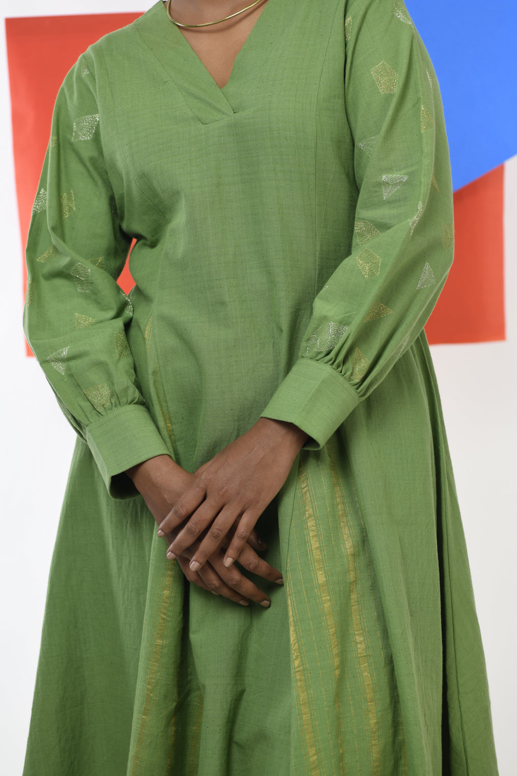 Emerald Luster - Handwoven hand embroidered co-ord set