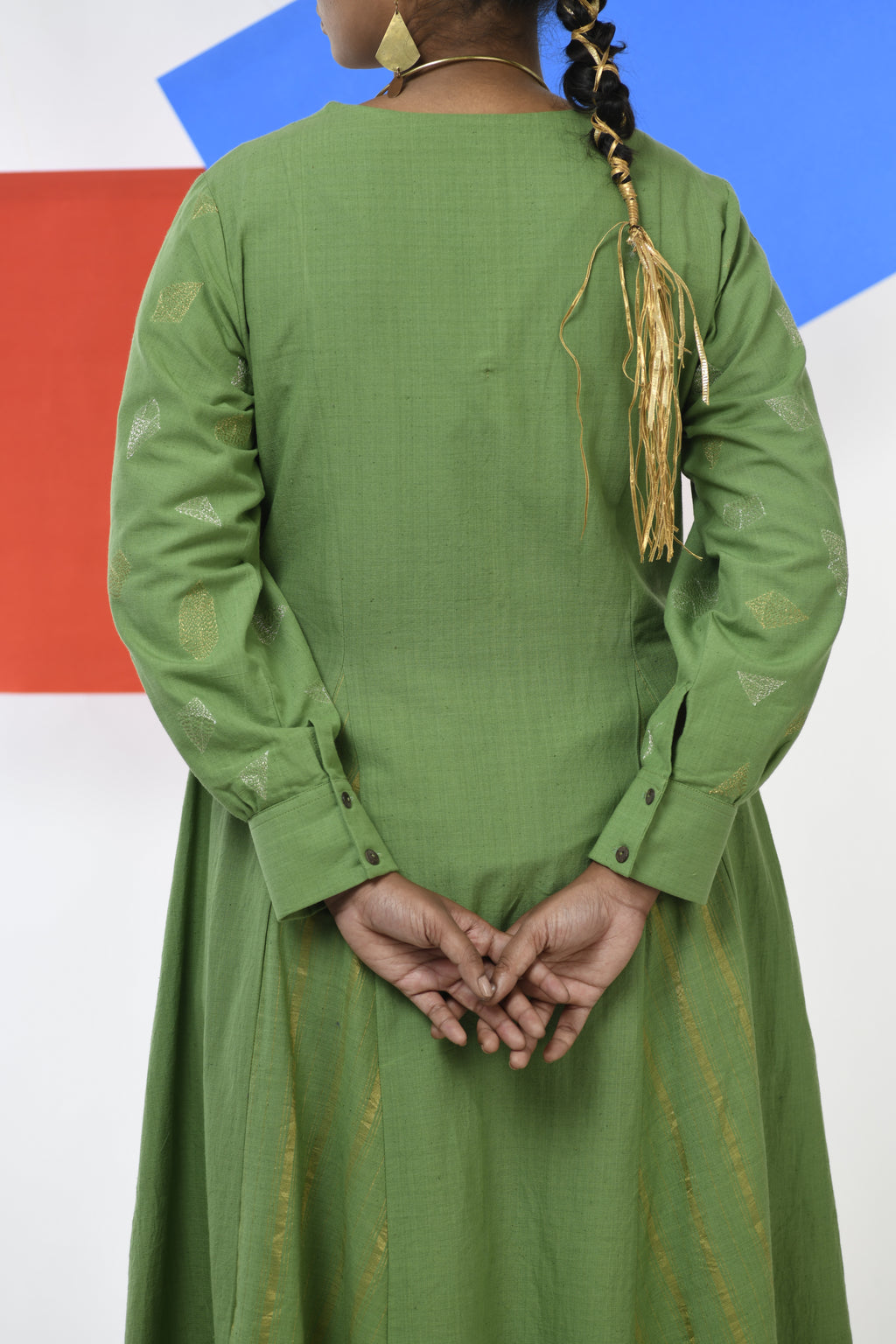 Emerald Luster - Handwoven hand embroidered co-ord set