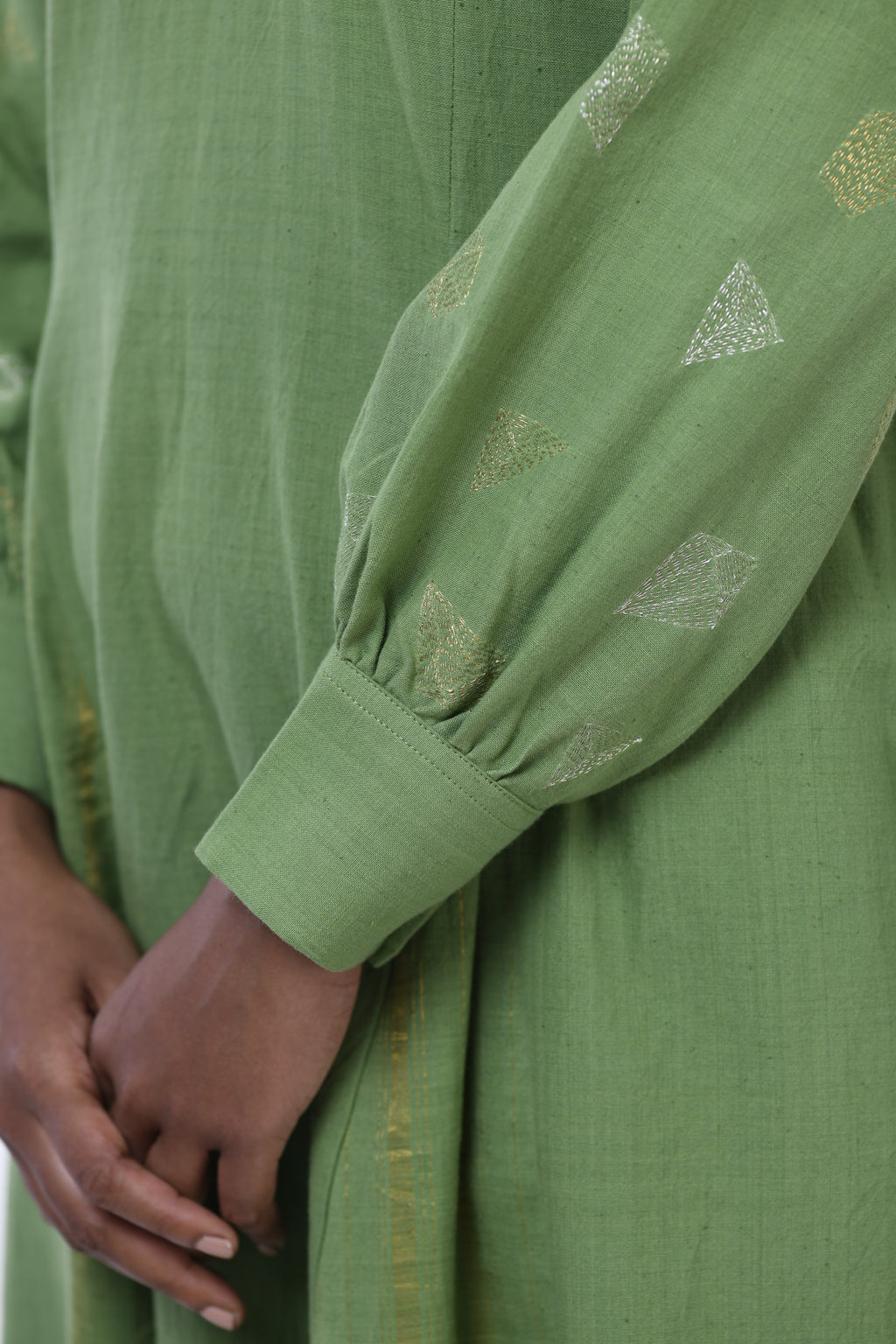 Emerald Luster - Handwoven hand embroidered co-ord set