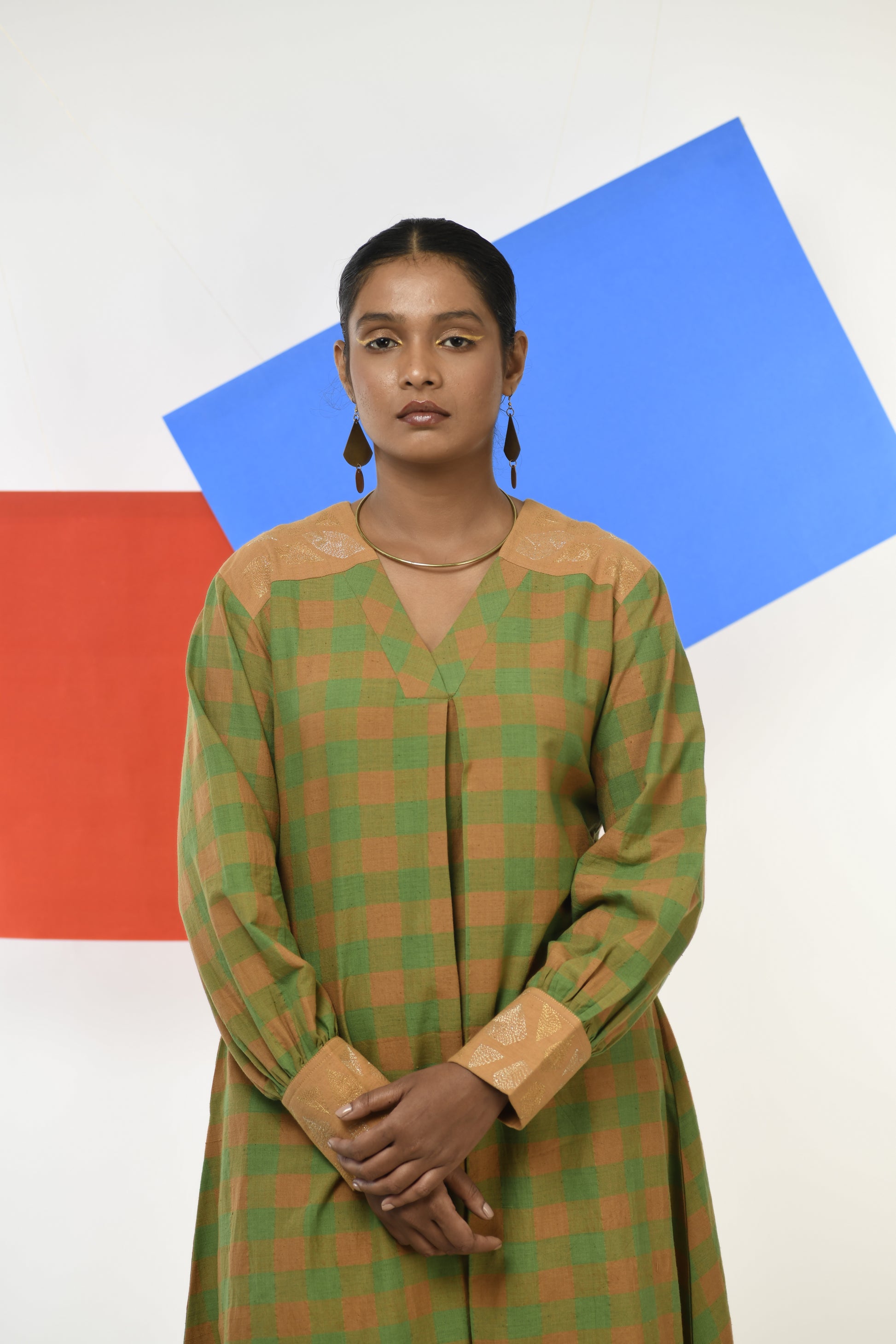 Golden Topaz - Handwoven hand embroidered dress